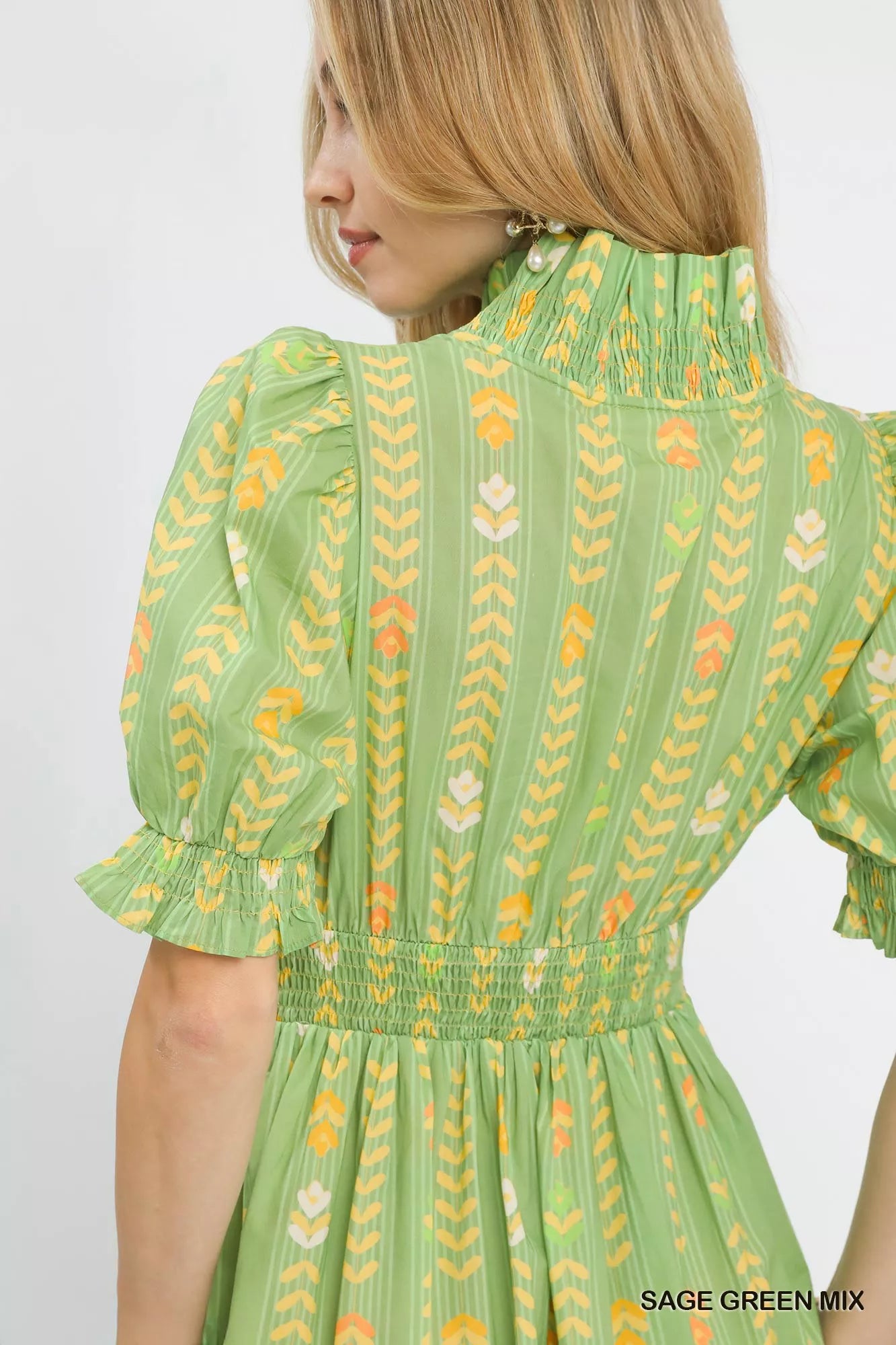 Umgee Vibrant Ruffle Smocked Midi Dress