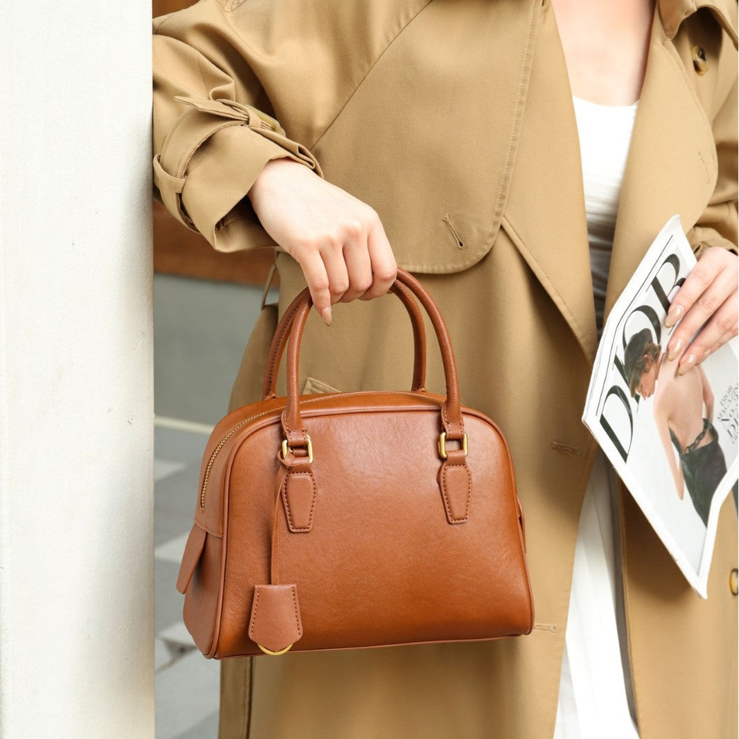 Top-Grain Leather Versatile Bag 2026 New Boston Pillow Bag Shoulder And Crossbody Bag Large Capacity Genuine Leather Handbag