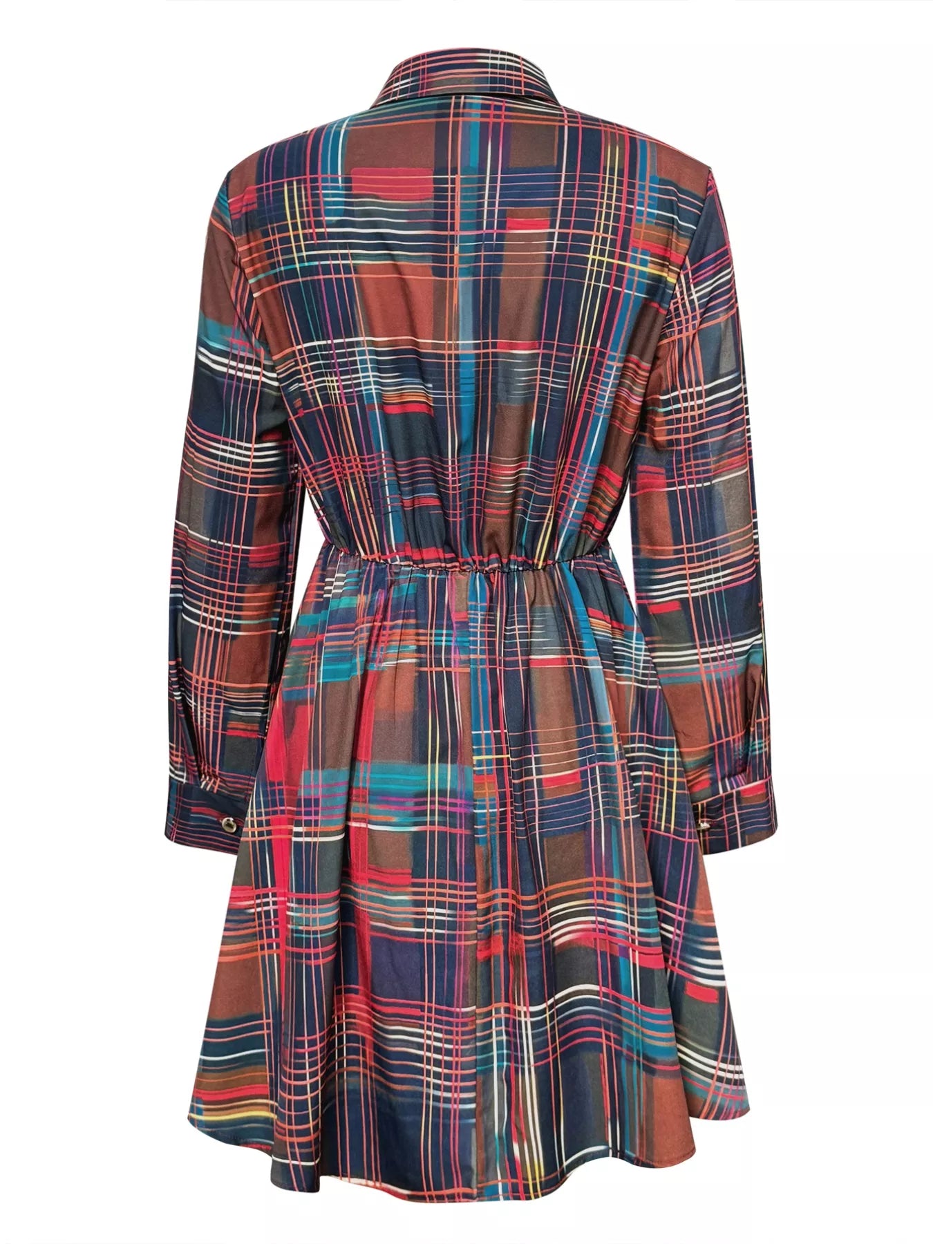Plaid Long Sleeve Shirt Dress