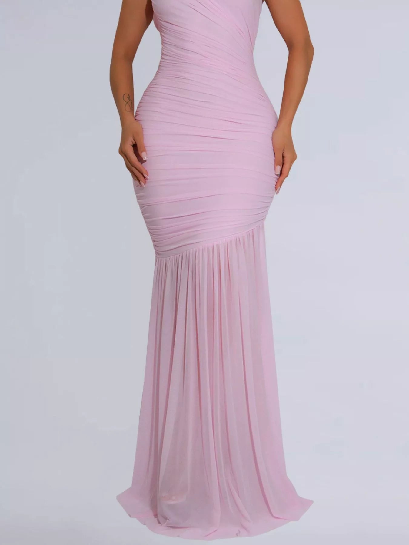 One-Shoulder Ruched Bodycon Maxi Dress