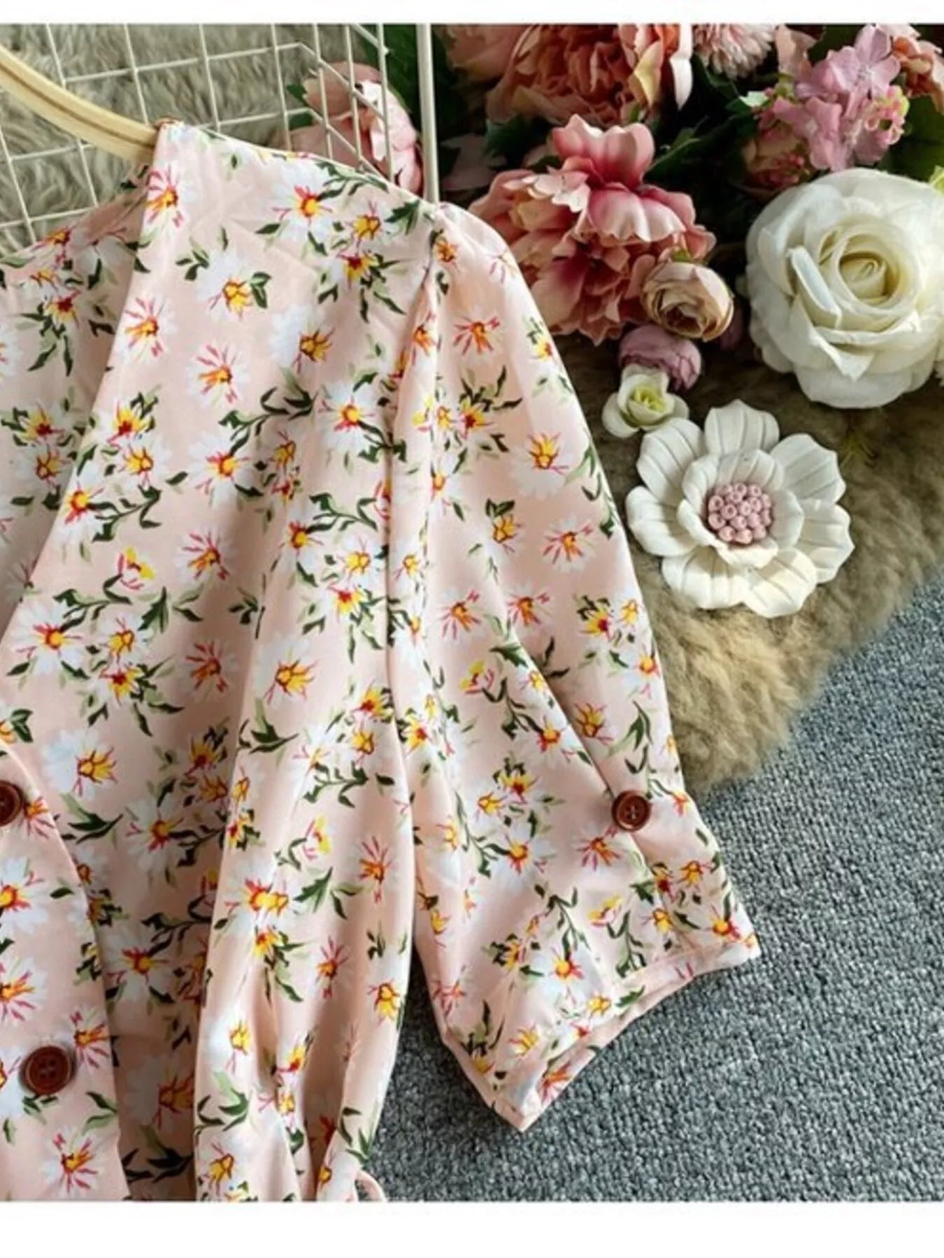 Floral Print V-Neck Midi Dress