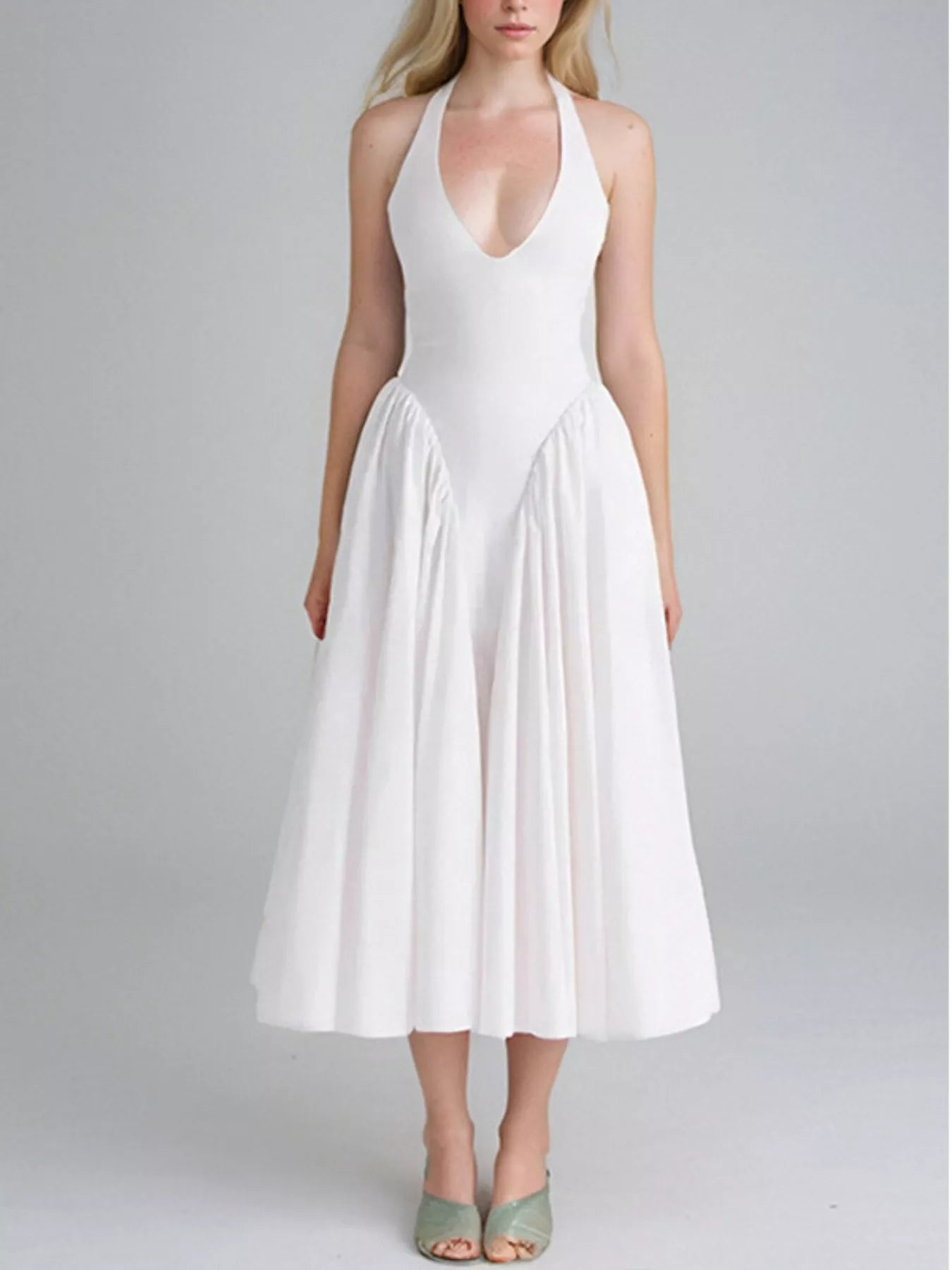 Halter Neck Midi Dress with Pockets