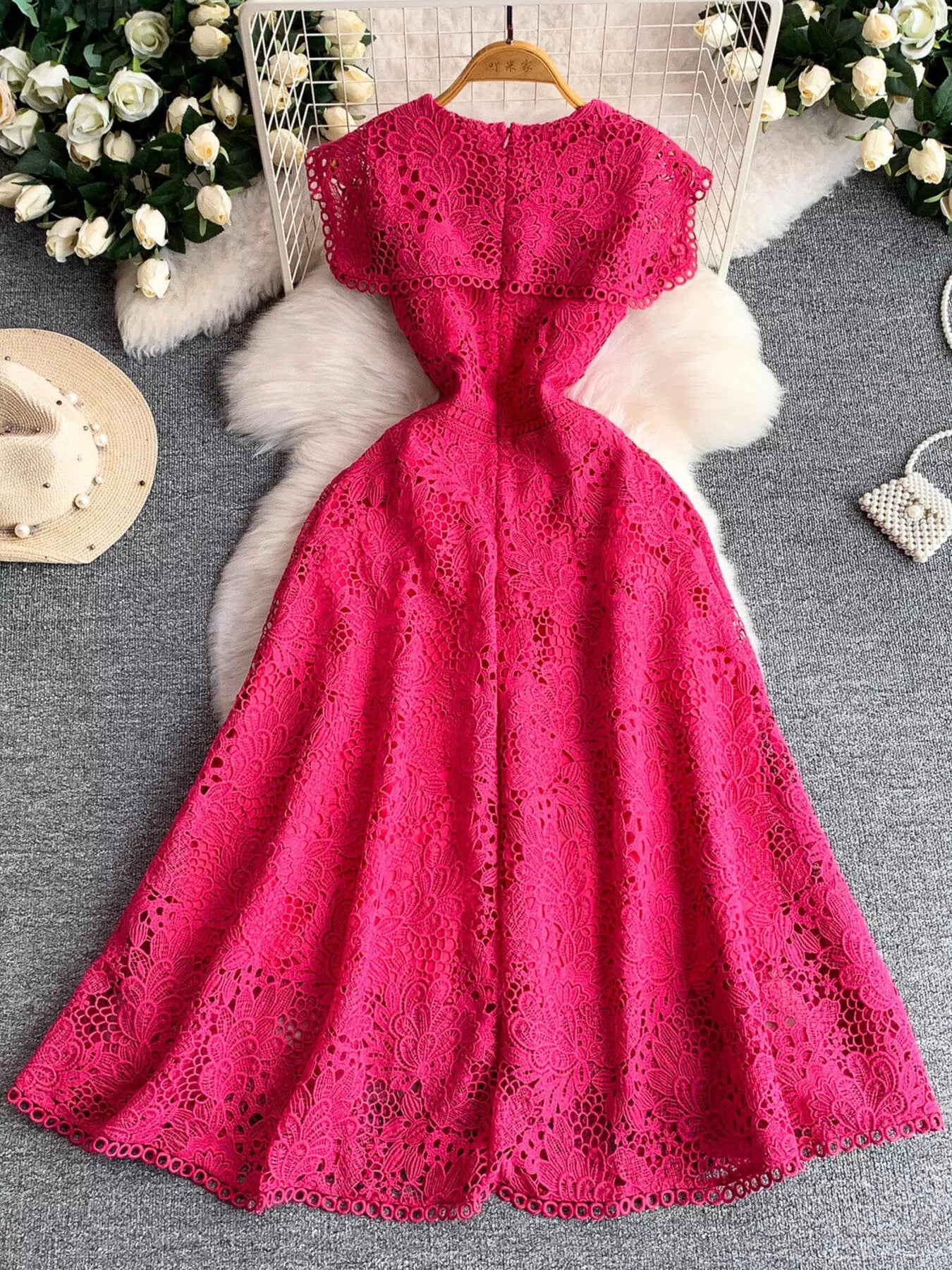 Lace Sleeveless A-Line Dress