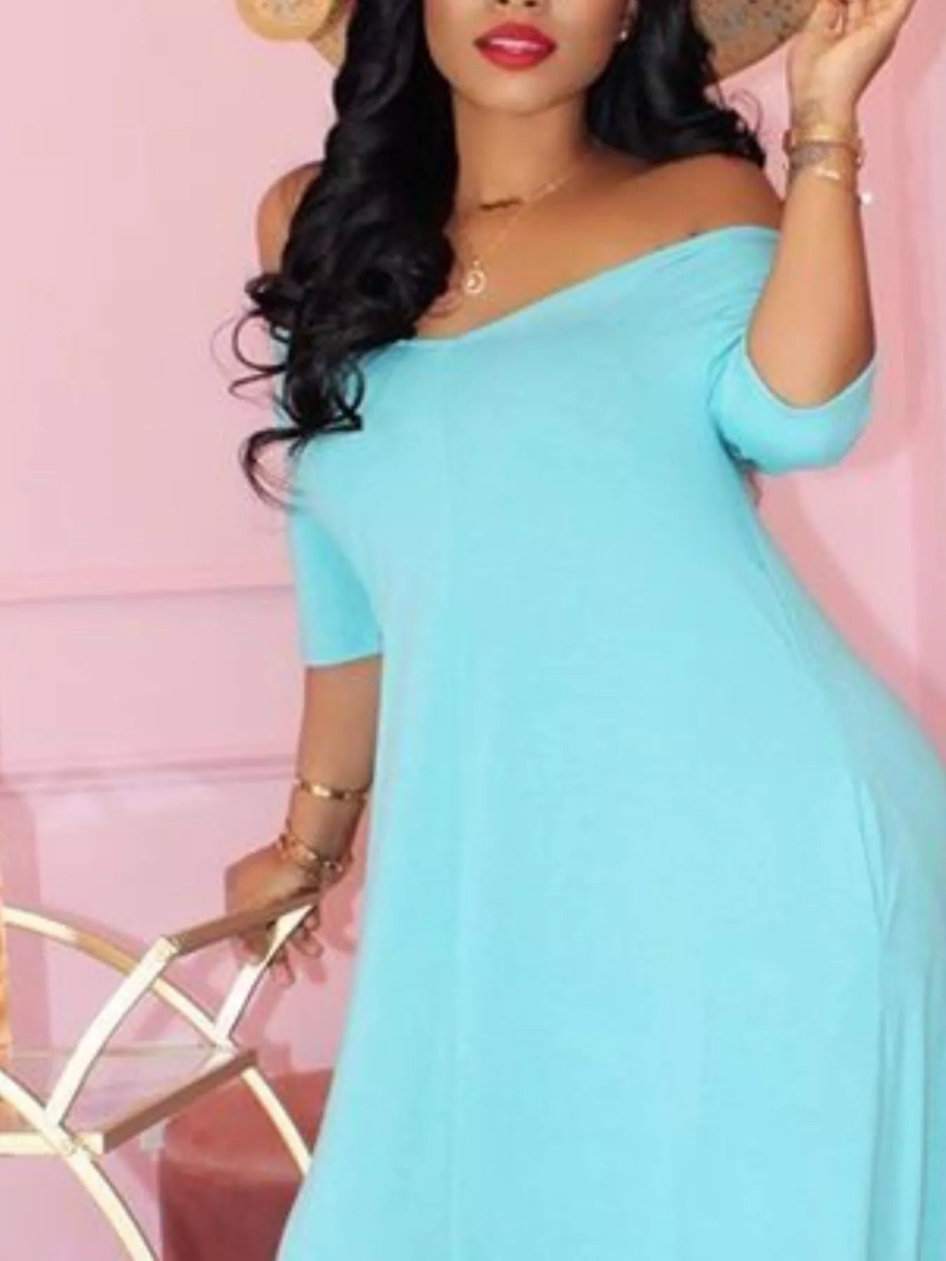 Full Size Solid Color Short Sleeve Maxi Dress Plus Size