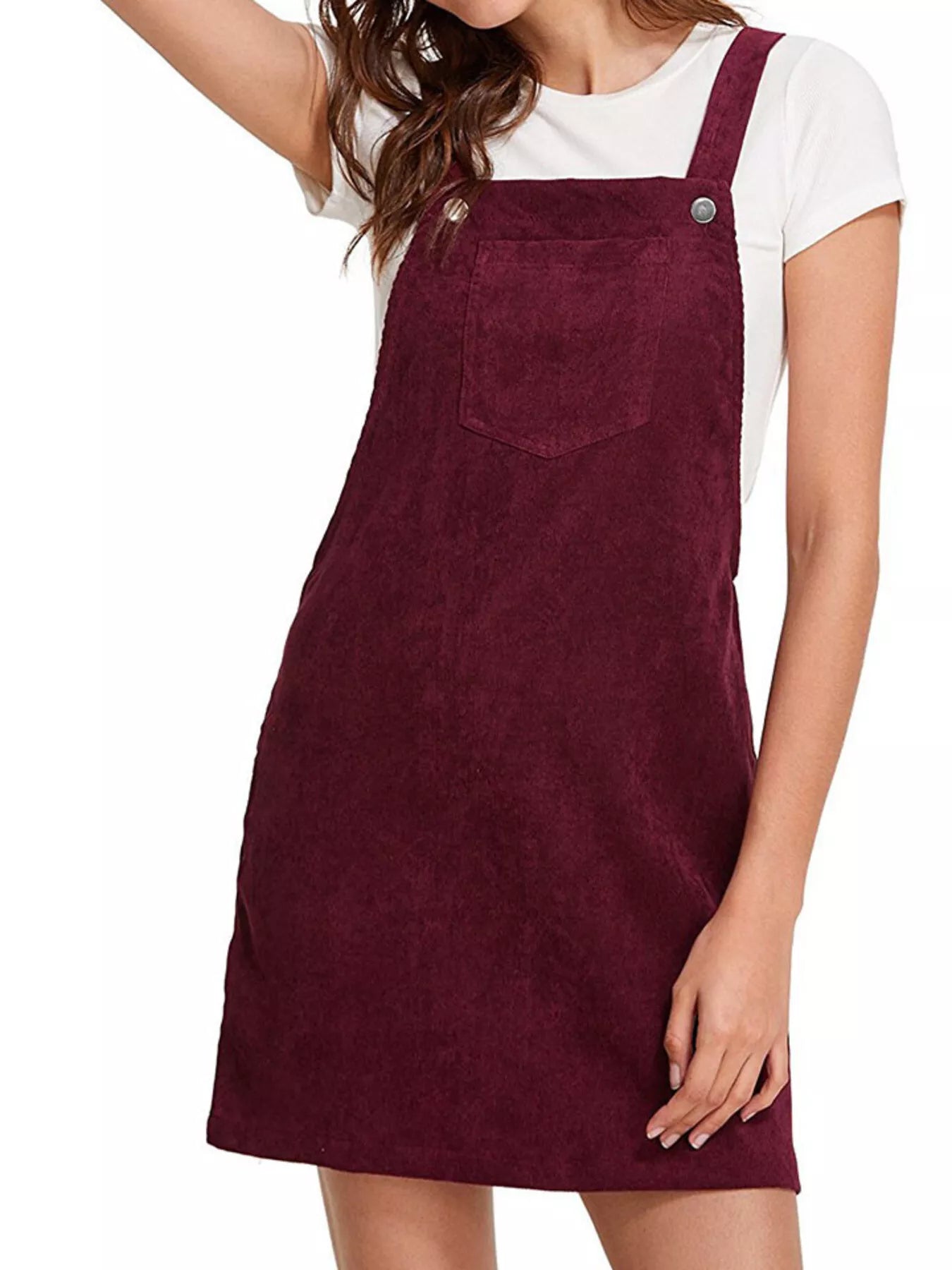 Corduroy Wide Strap Overall Dress