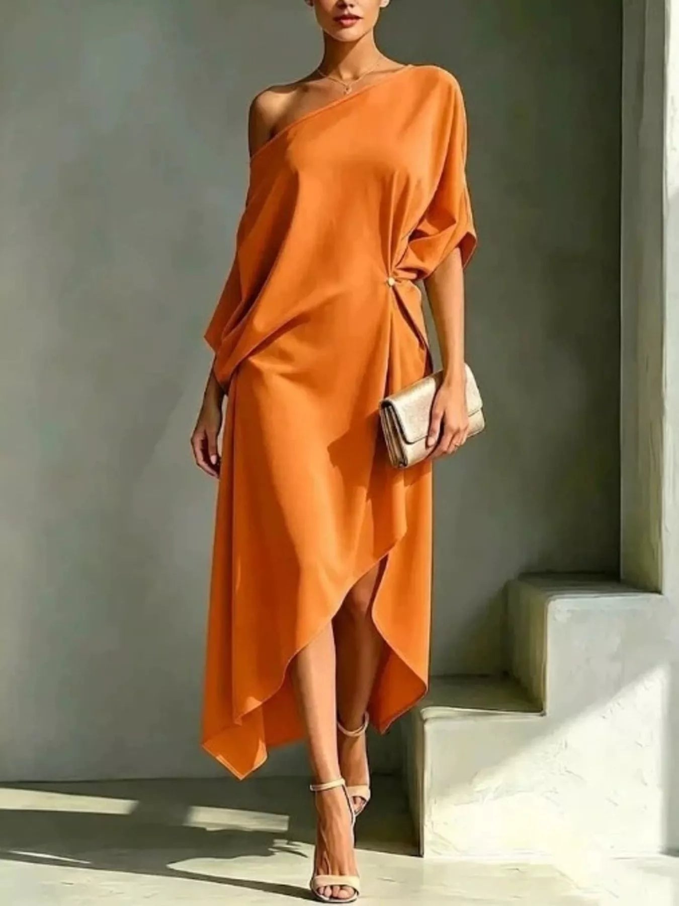 Full Size Asymmetrical One-Shoulder Drape Dress Plus Size
