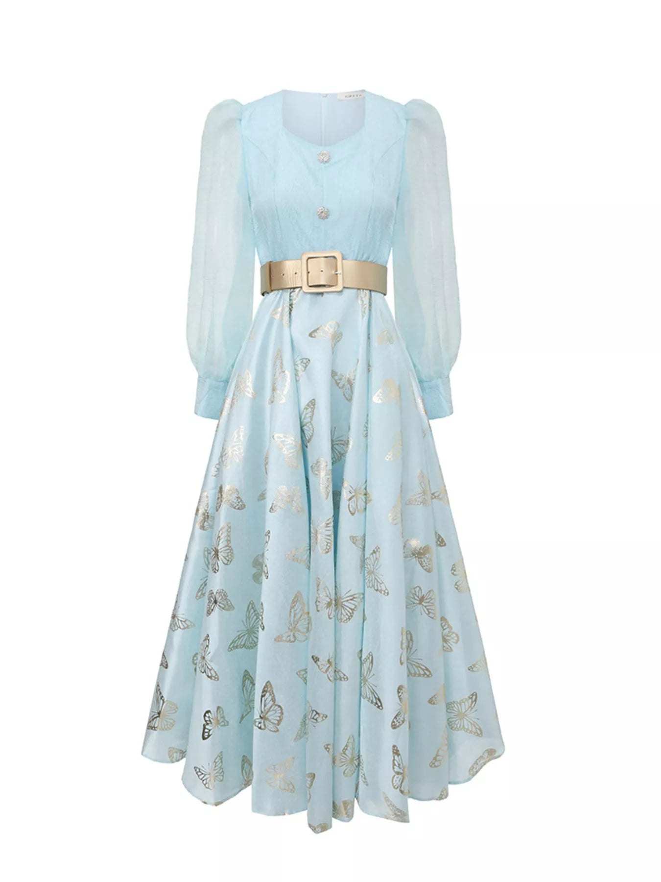 Butterfly Print Puff Sleeve Dress