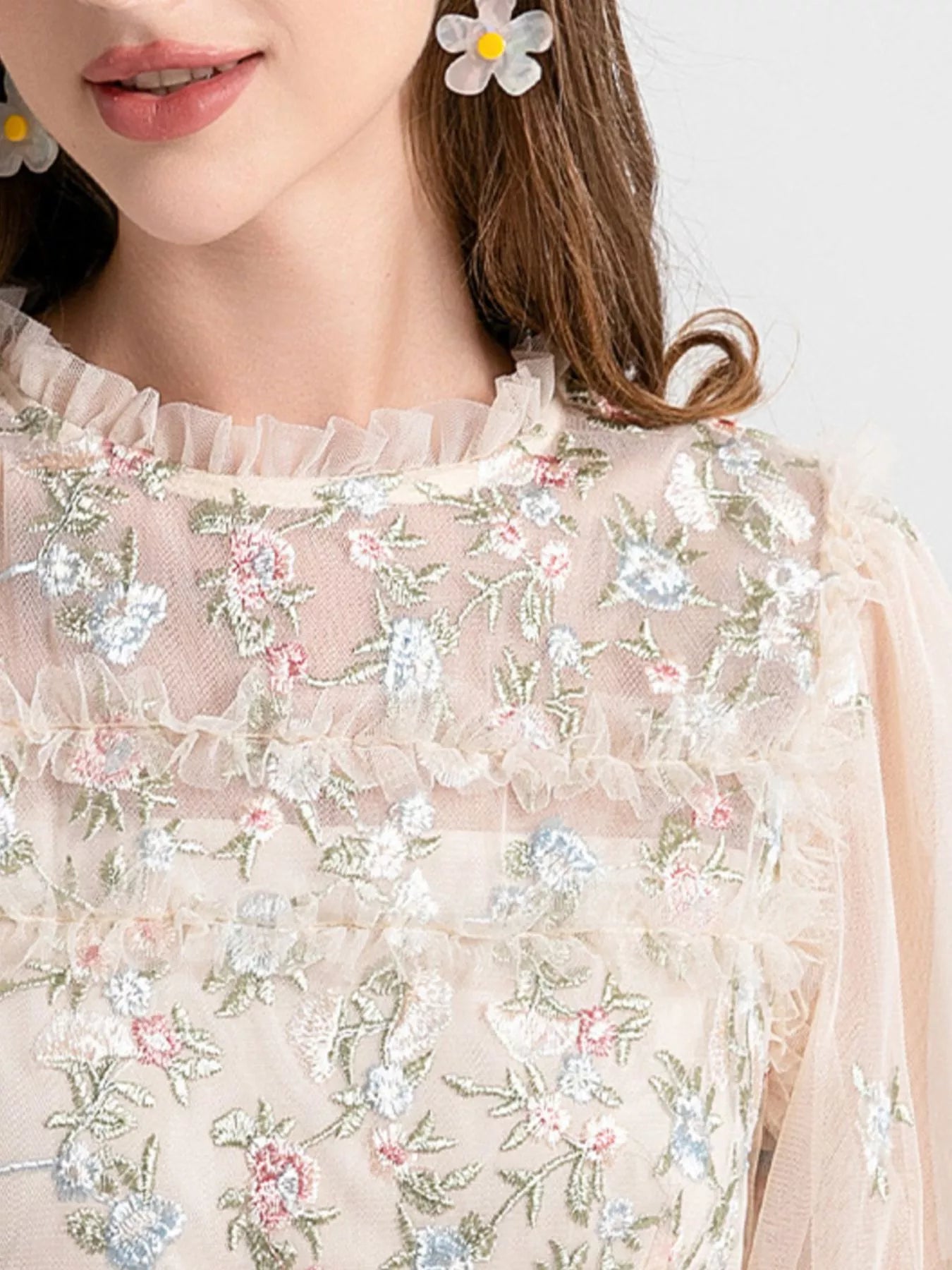 Floral Tulle Layered Maxi Dress