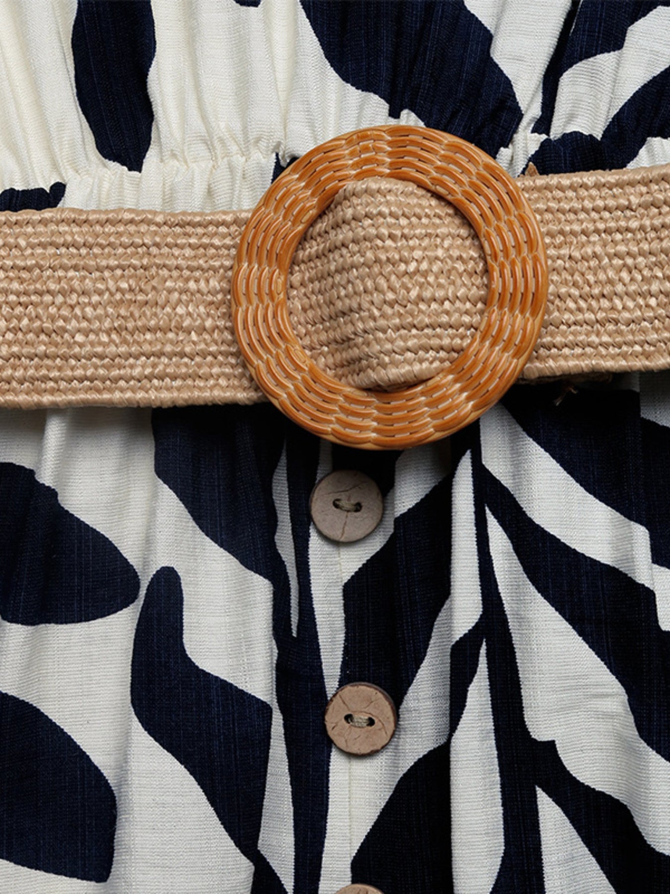 Leaf Print Sleeveless Slit Dress
