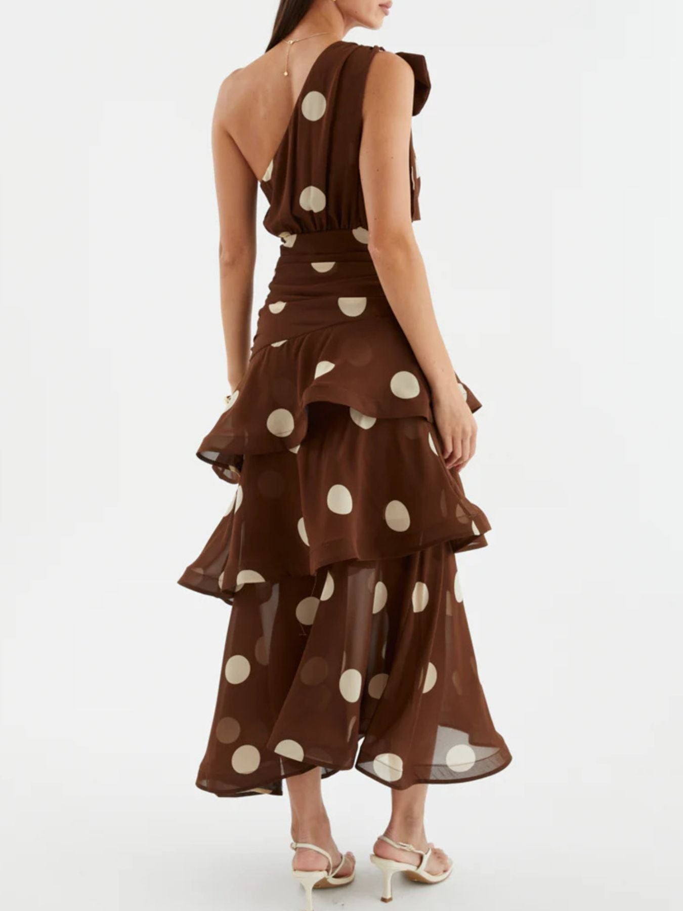 Polka Dot One-Shoulder Ruffle Dress
