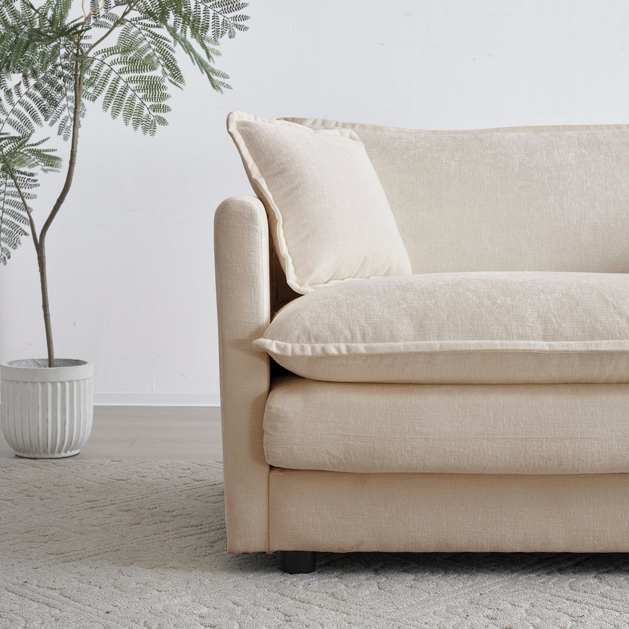 Oversized U Shape Sofa, Modern Upholstered 4 Seater Sofa with 2 Ottomans