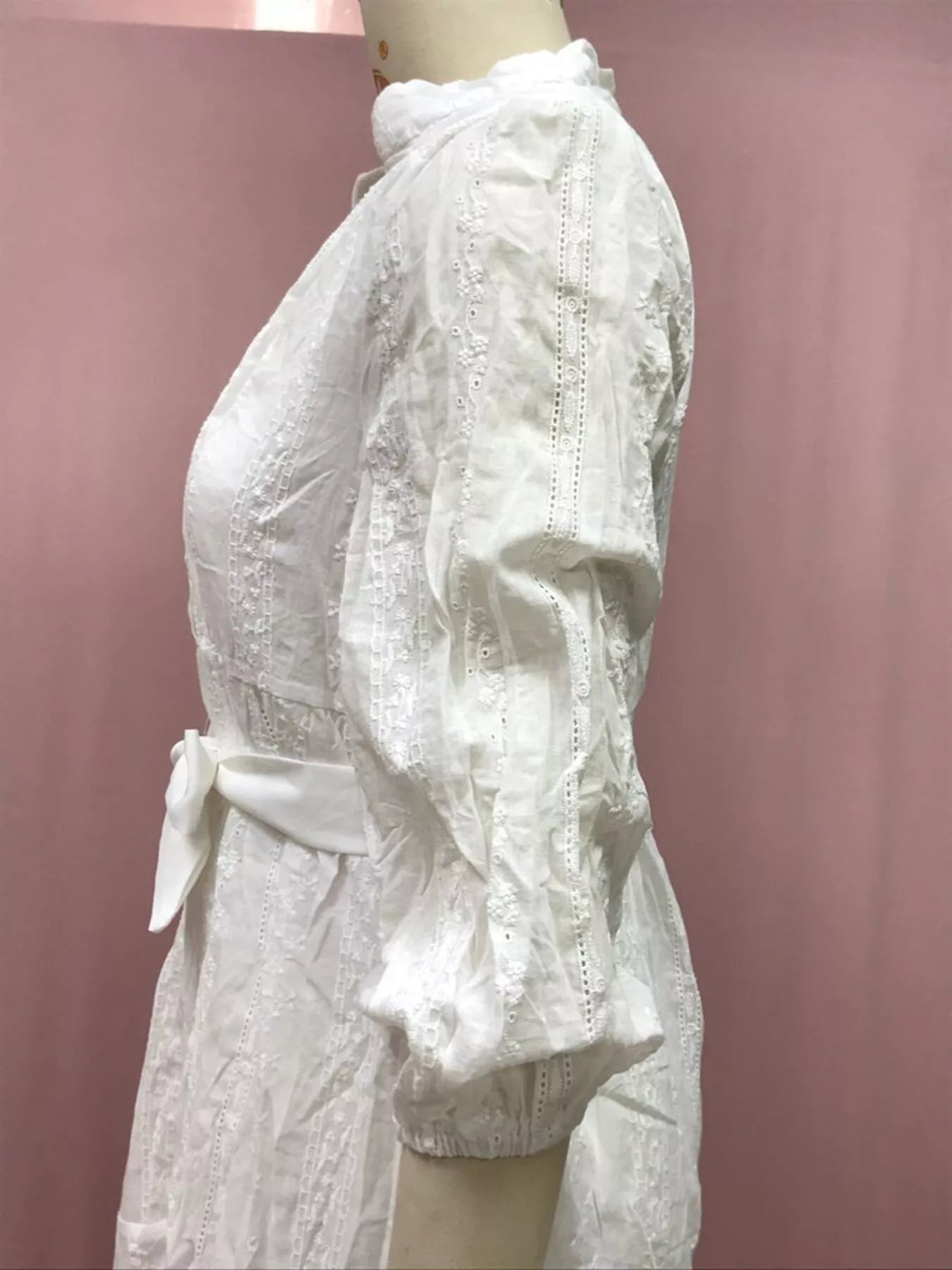 Full Size Ruffled Hem Tie Waist Long Sleeve Dress Plus Size