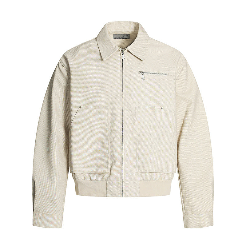 Retro Washed Distressed Leather Loose-Fit Casual All-Match Lapel Jacket Top