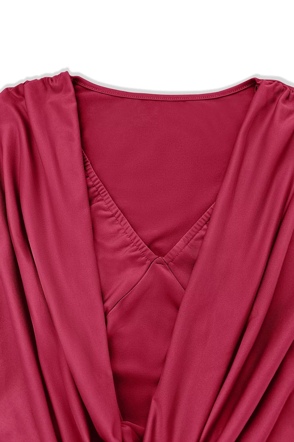 Ruched Cowl Neck Long Sleeve Mini Dress
