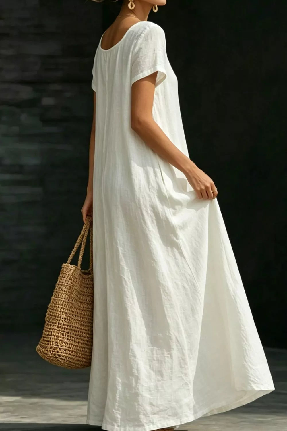 Full Size Casual Loose Short Sleeve Maxi Dress Plus Size