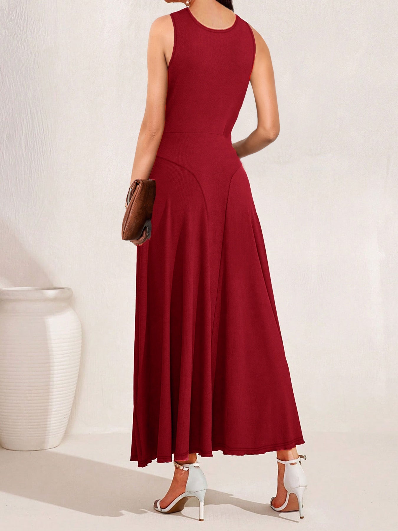 Crisscross Halter Neck A-Line Midi Dress