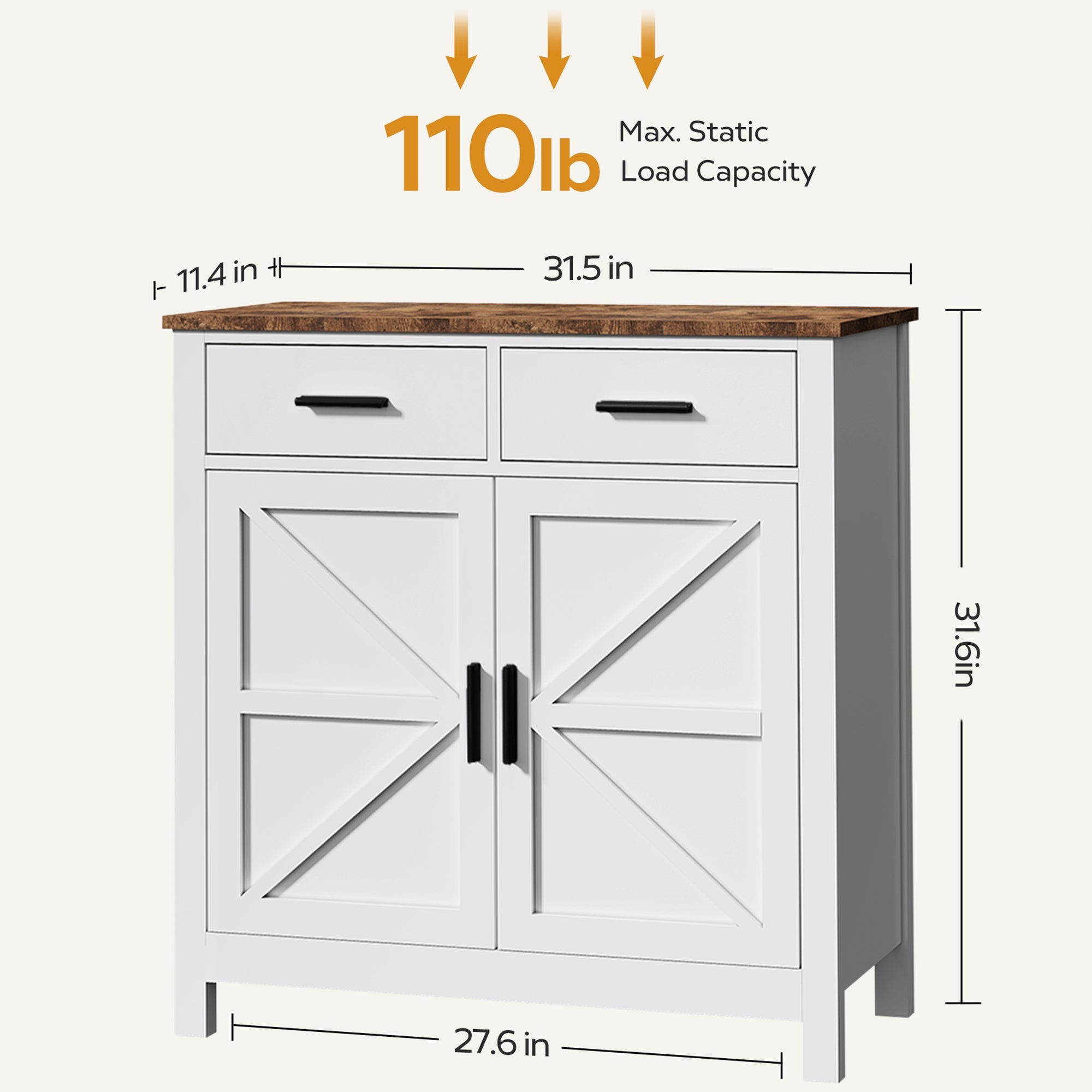 Kitchen Storage Cabinet - Modern Farmhouse Buffet