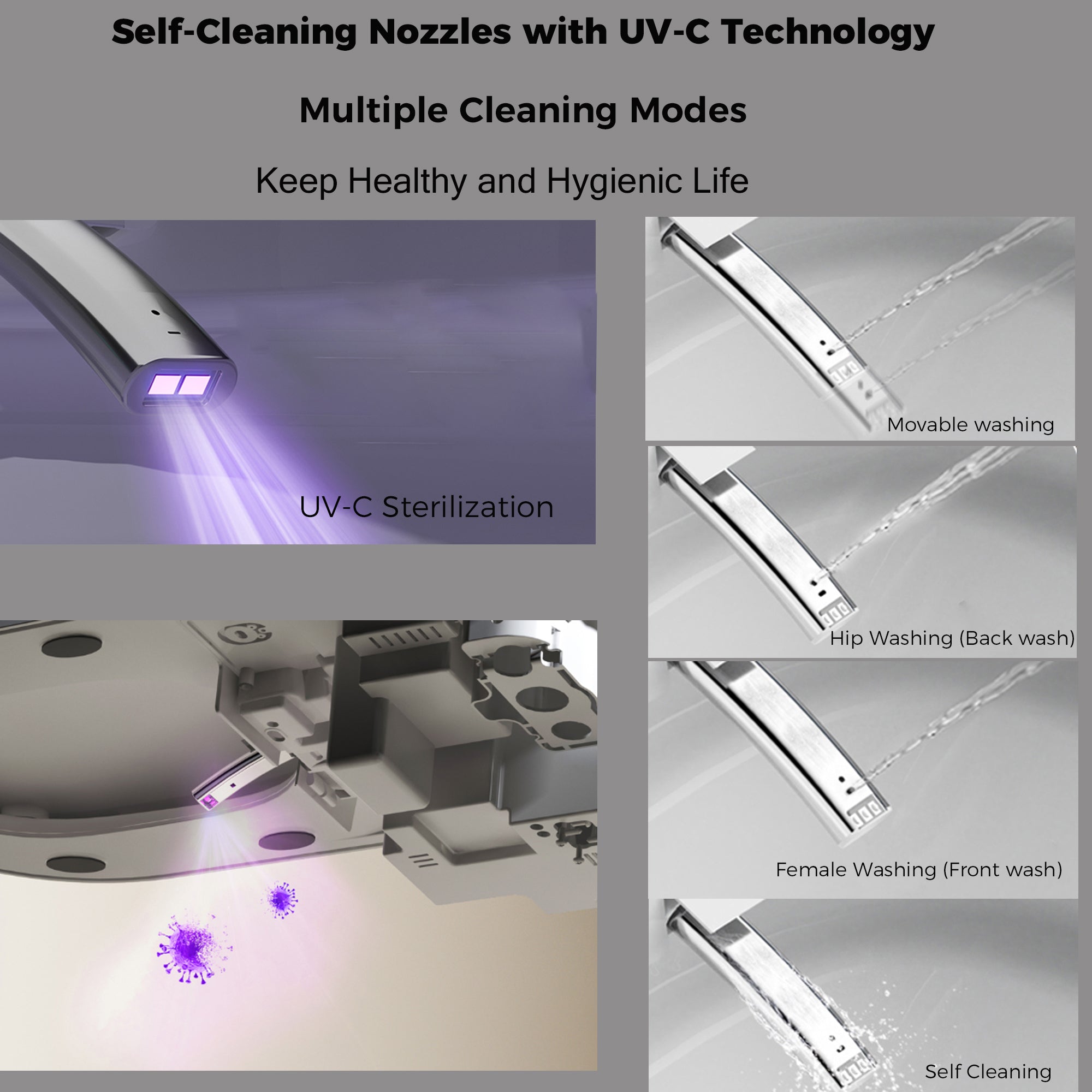 Starry Night Light Smart Toilet with Bidet Built In