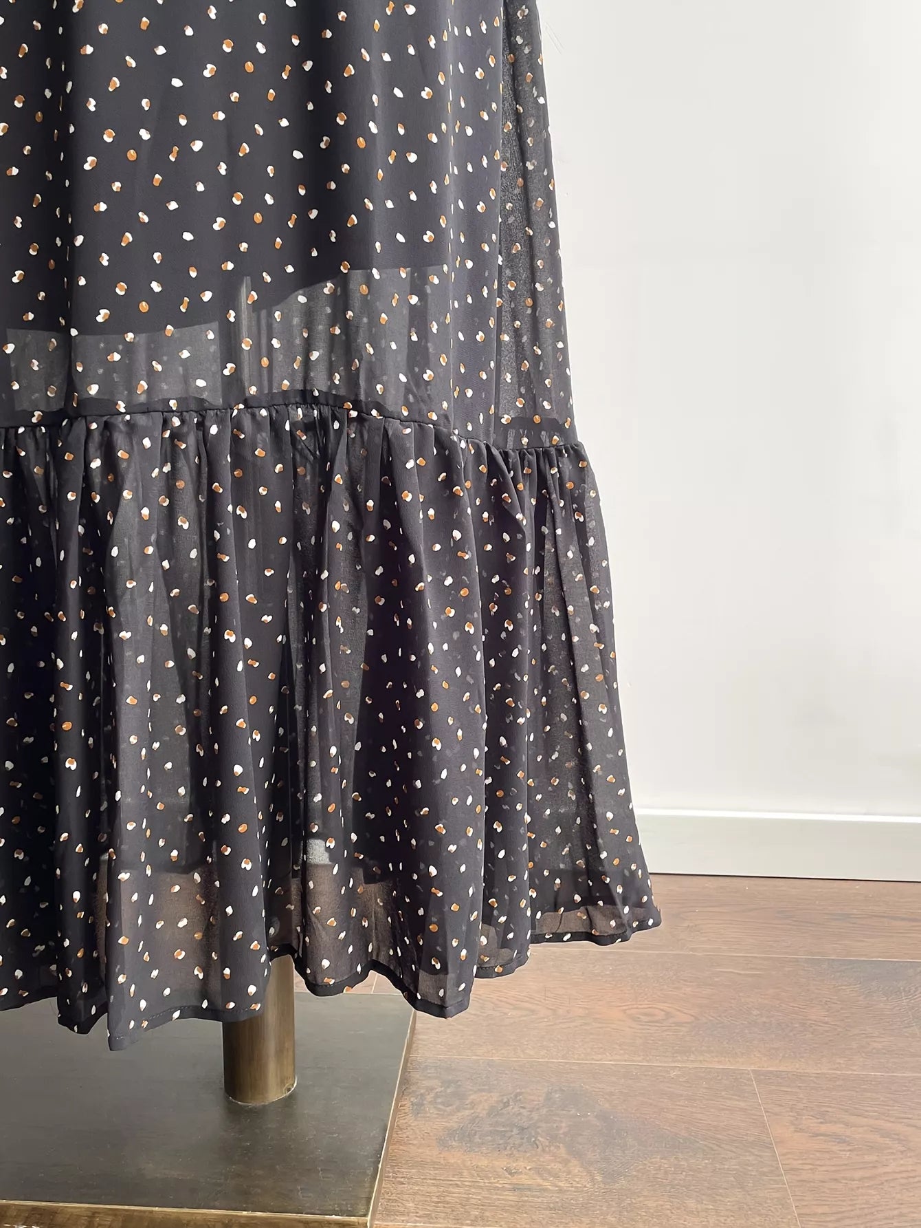 Plus Size Floral Embroidered Polka Dot Maxi Dress