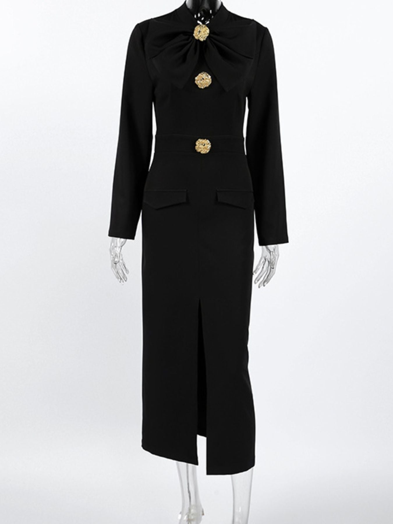 Ruched Long Sleeve Midi Dress