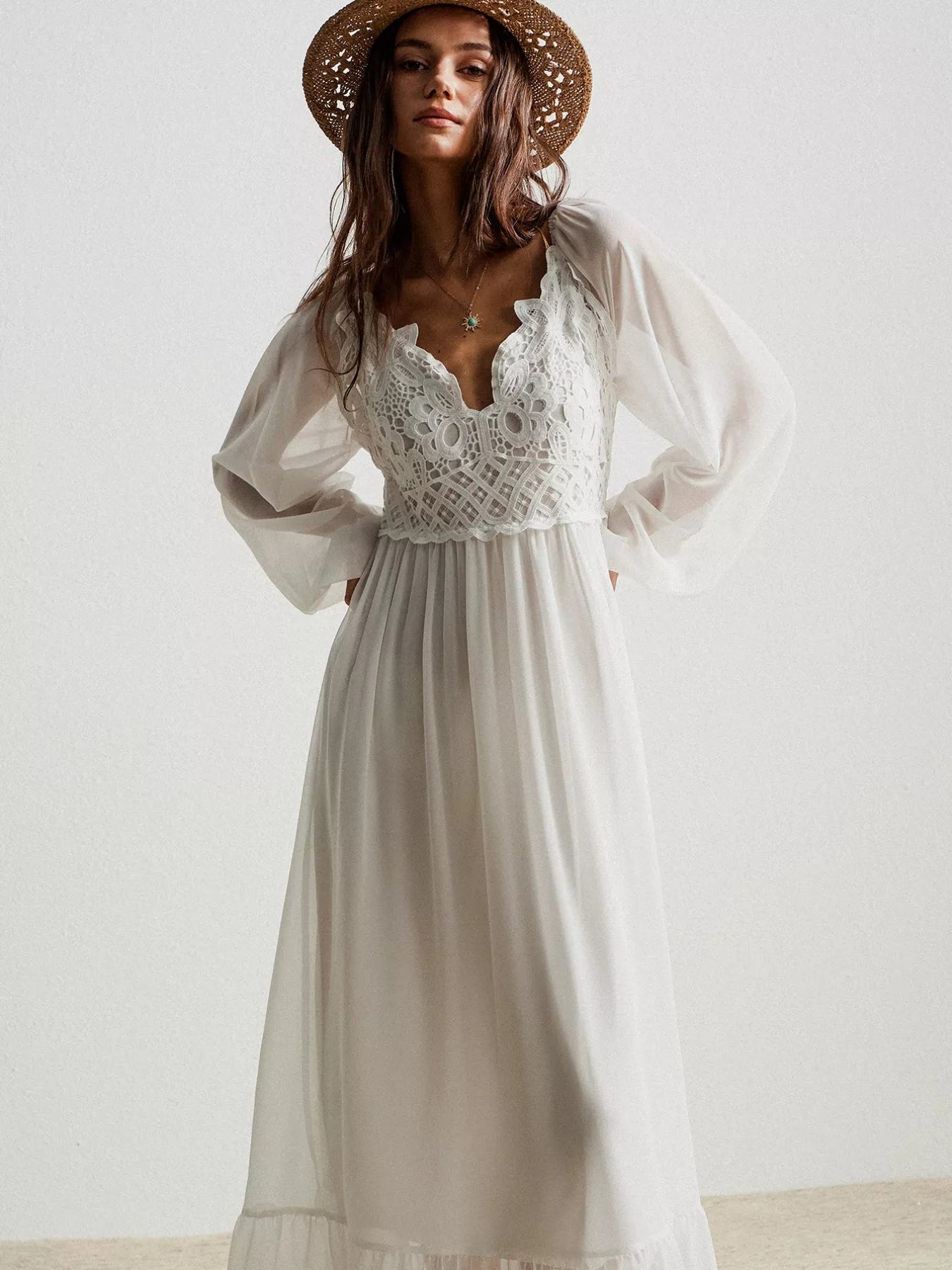 Boho Chic Crochet Lace Maxi Dress