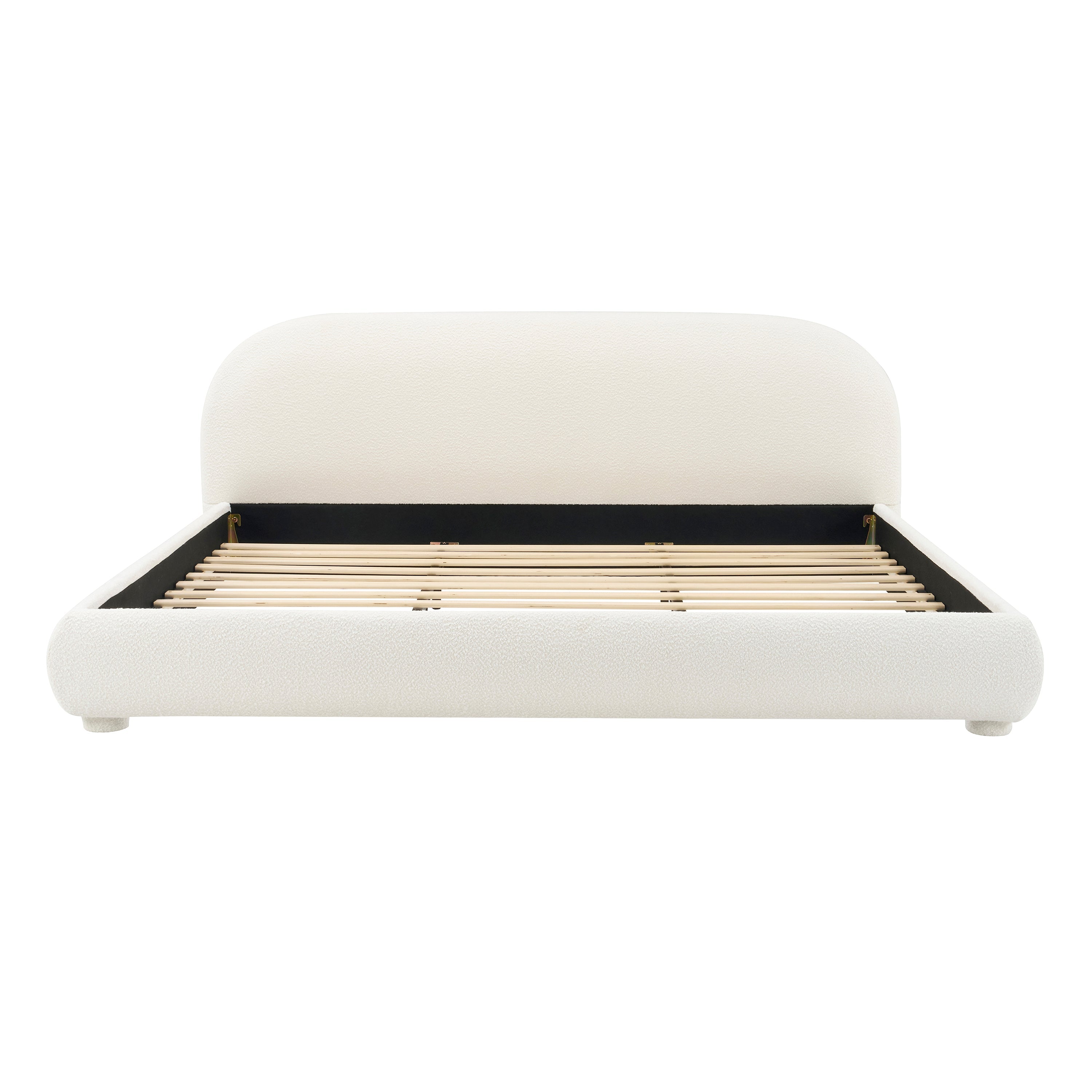Cream Style Fabric Upholstered King Bed