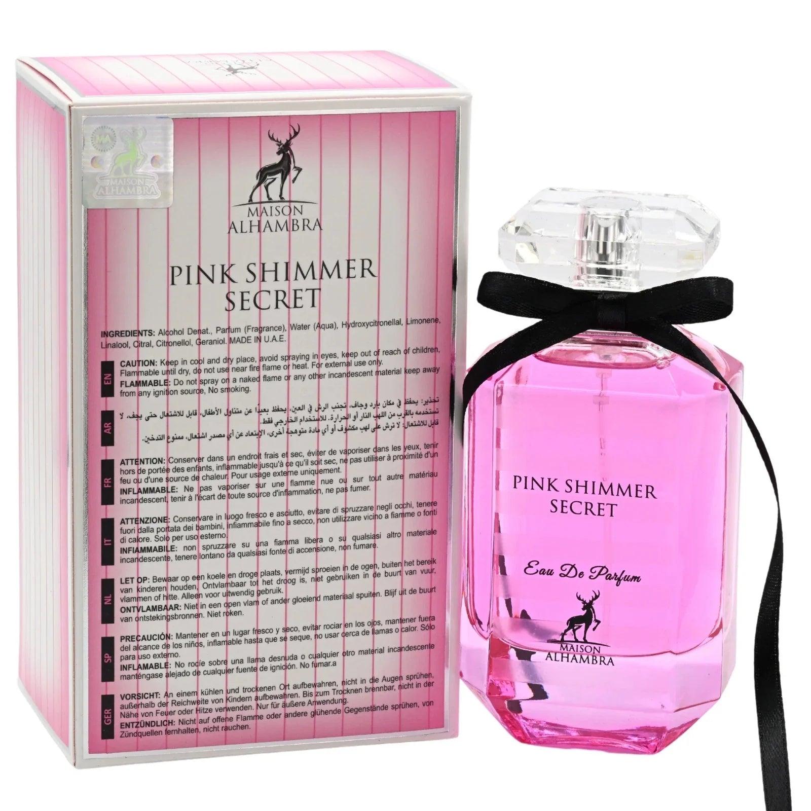 Pink Shimmer Secret by Maison Alhambra Eau De Parfum for Women 3.4 oz