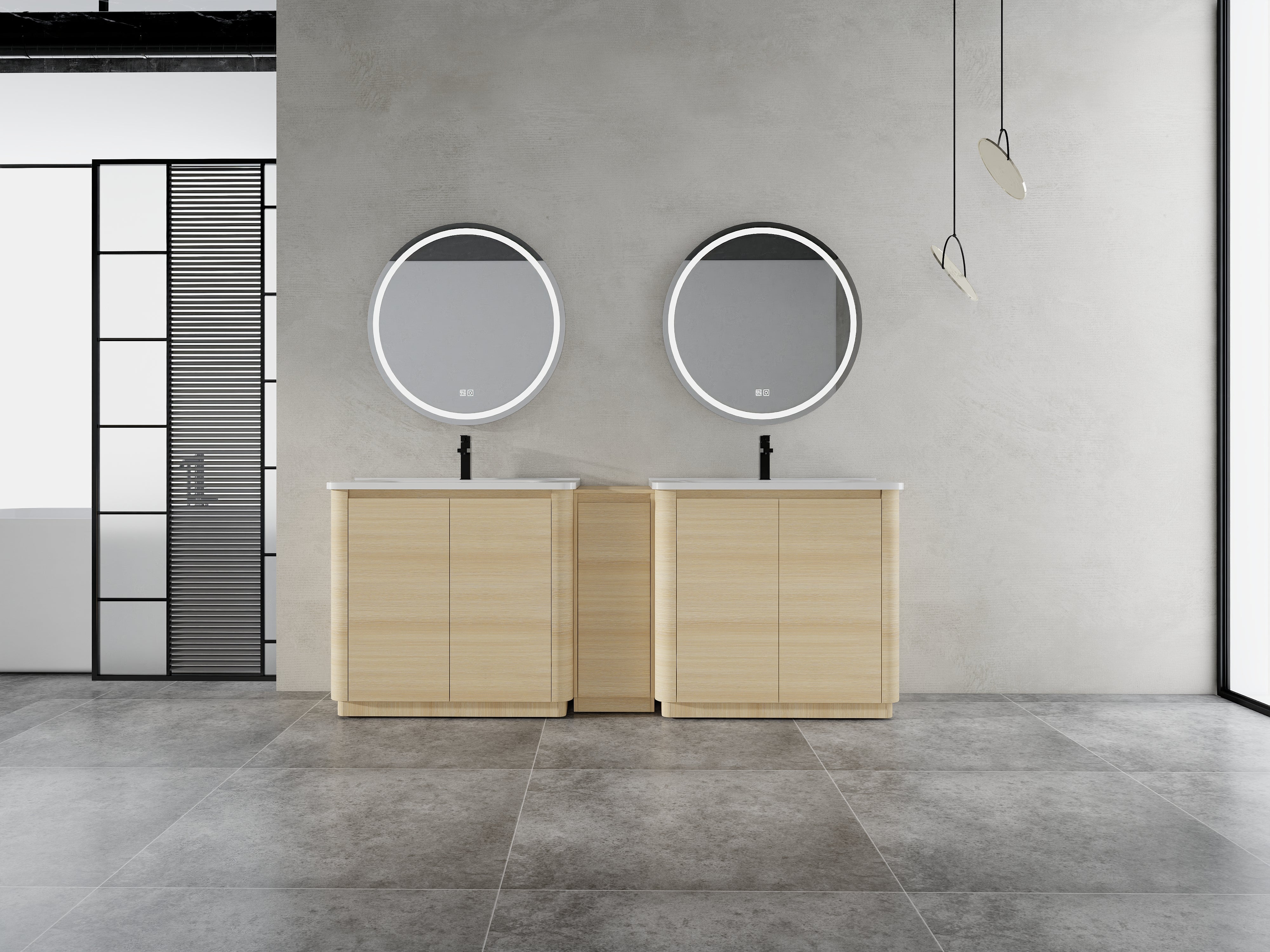 92'' Freestanding Bathroom Vanity with Ceramic Sink