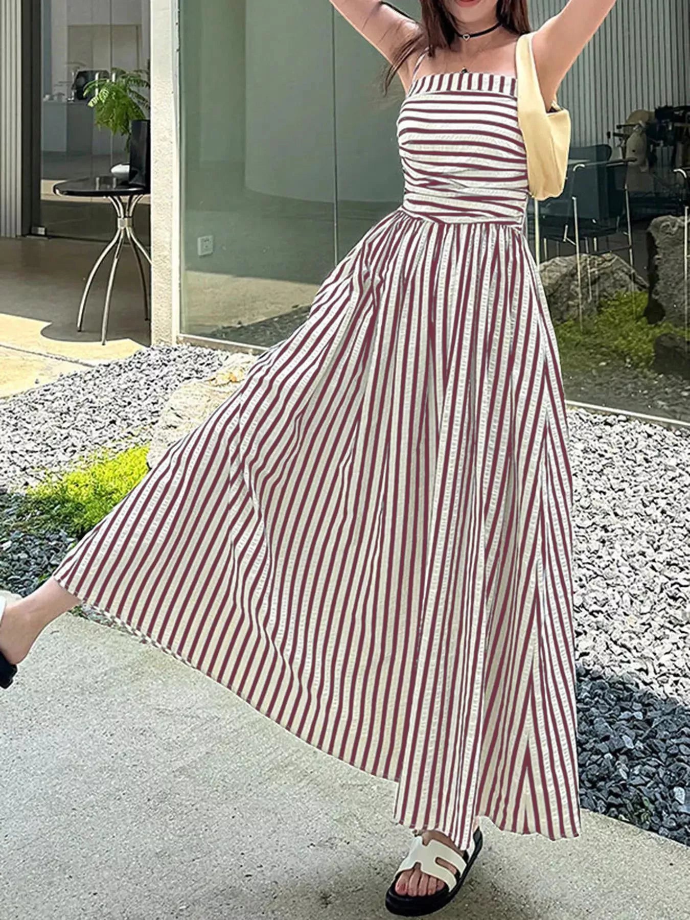 Striped Sleeveless Maxi Dress