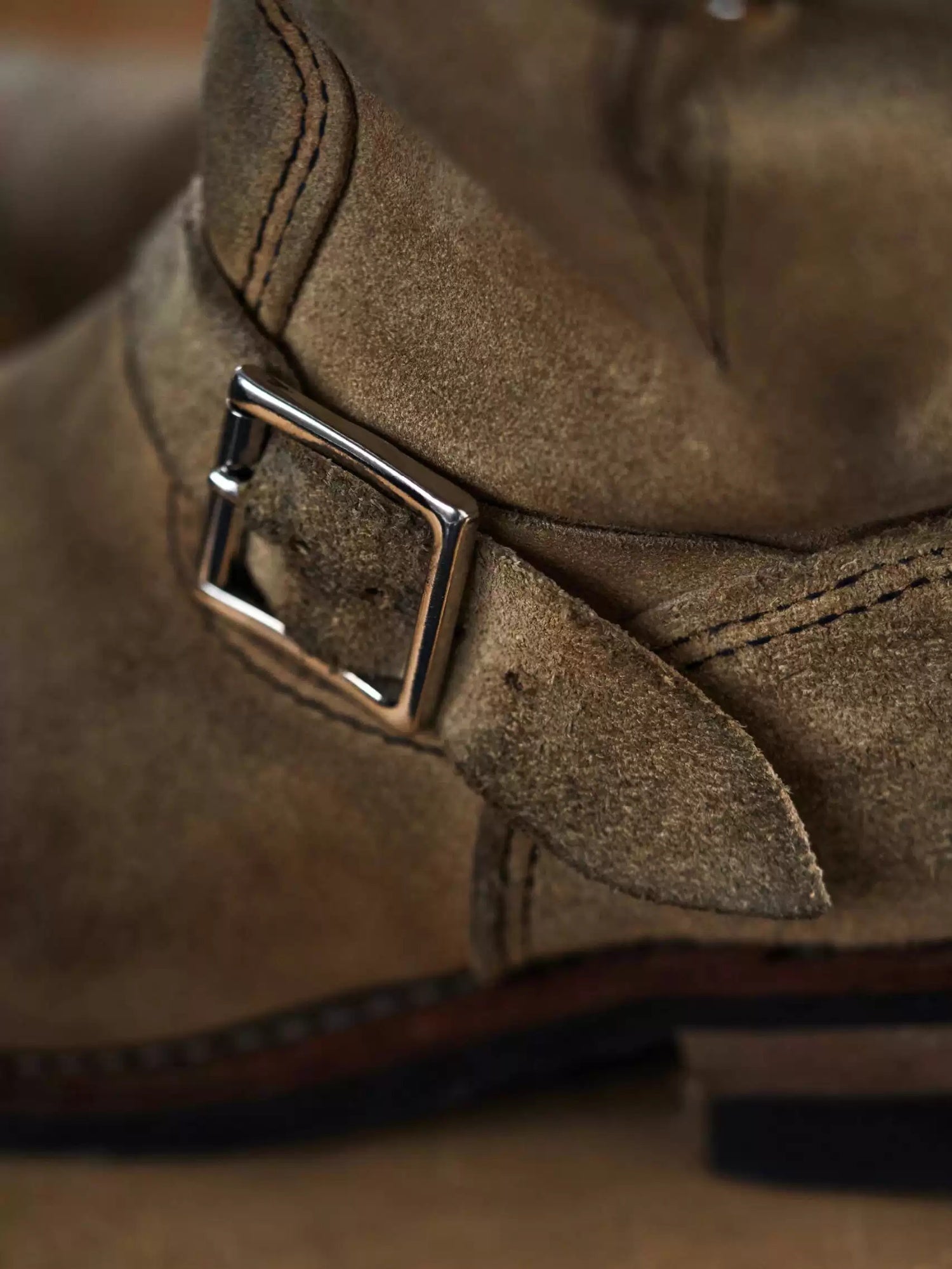Retro Distressed Leather-buckle Short-shaft Engineer Boots