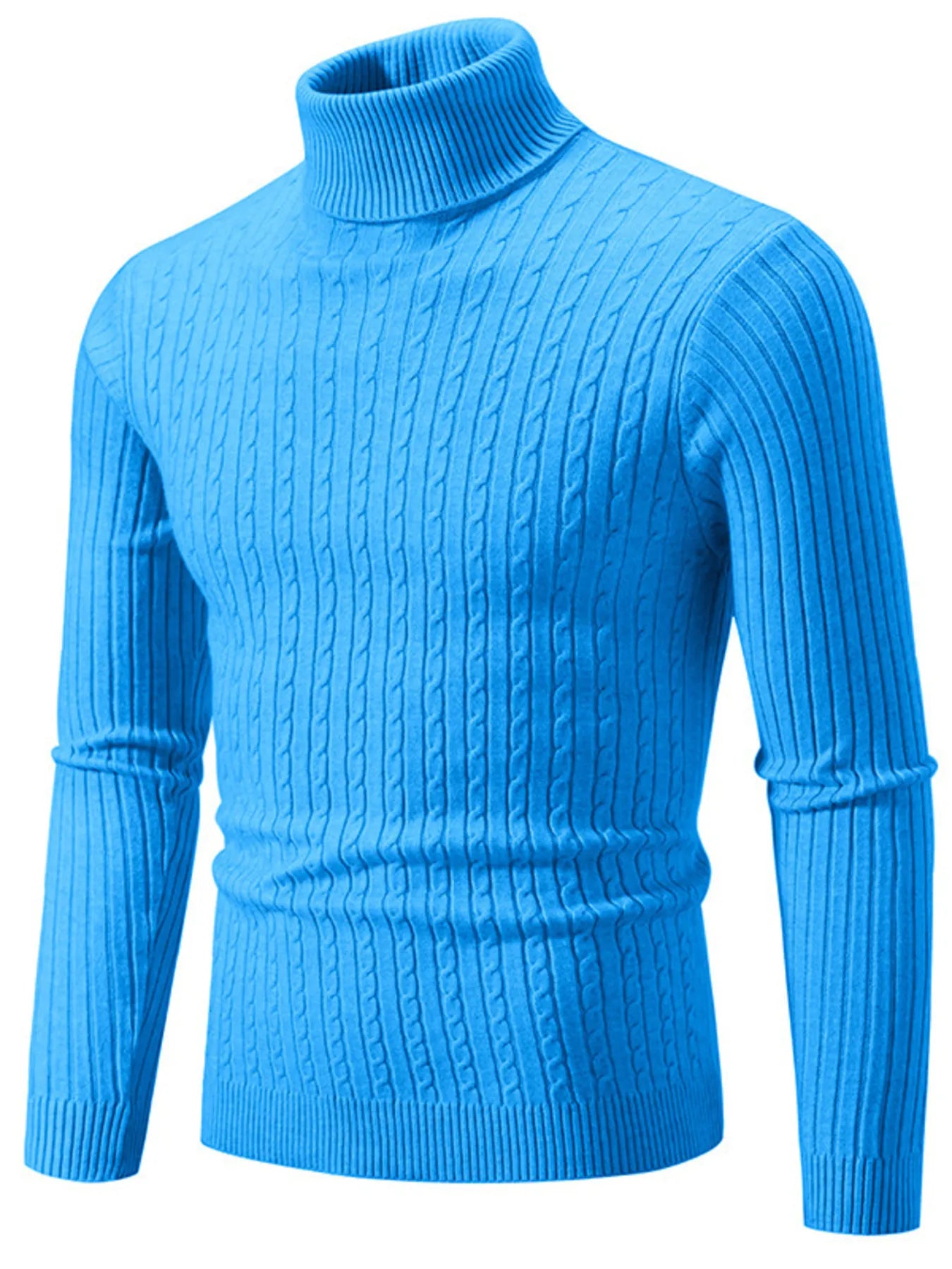 Men's Plus Size Ribbed Turtleneck Long Sleeve Sweater