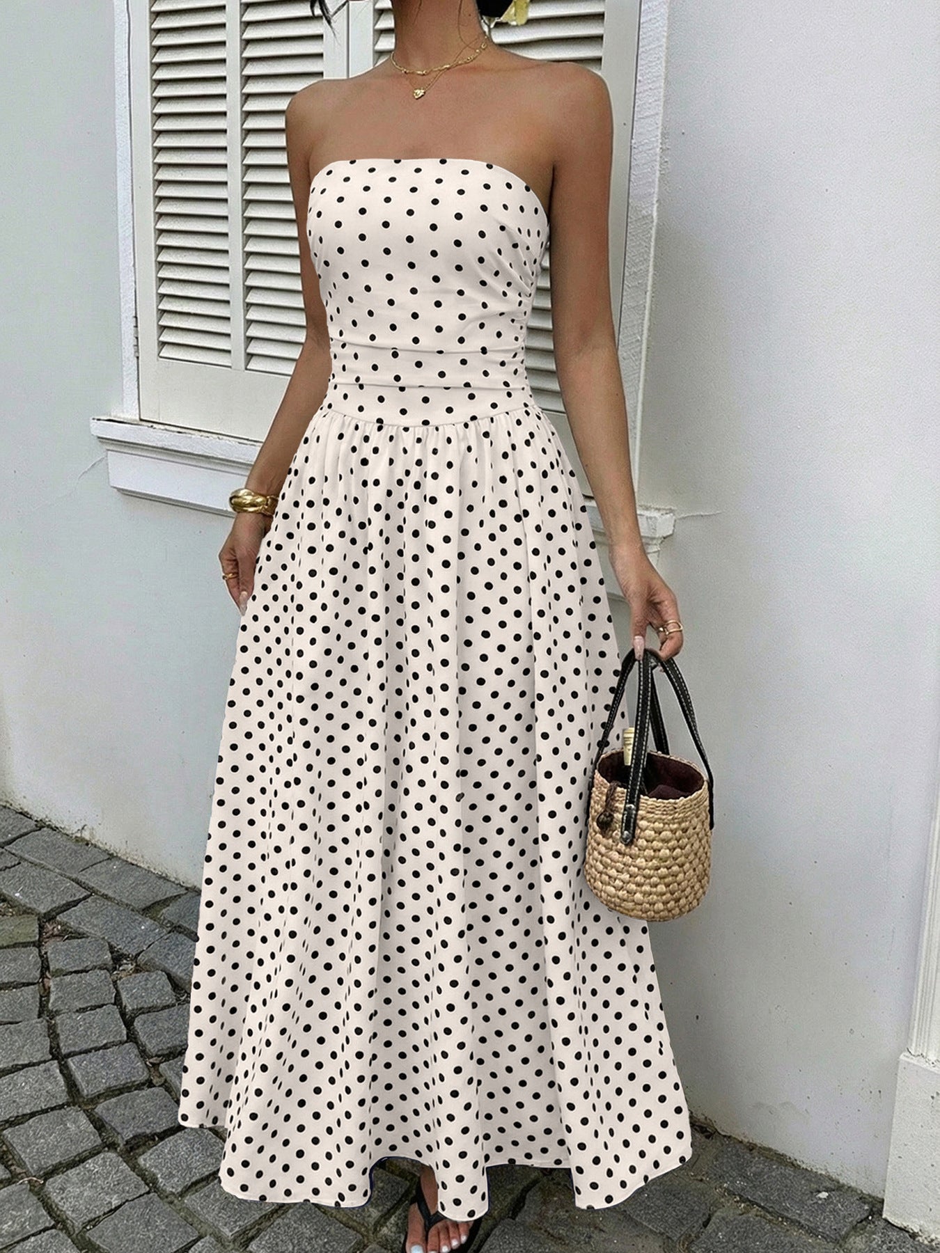 Polka Dot Tube A-Line Dress