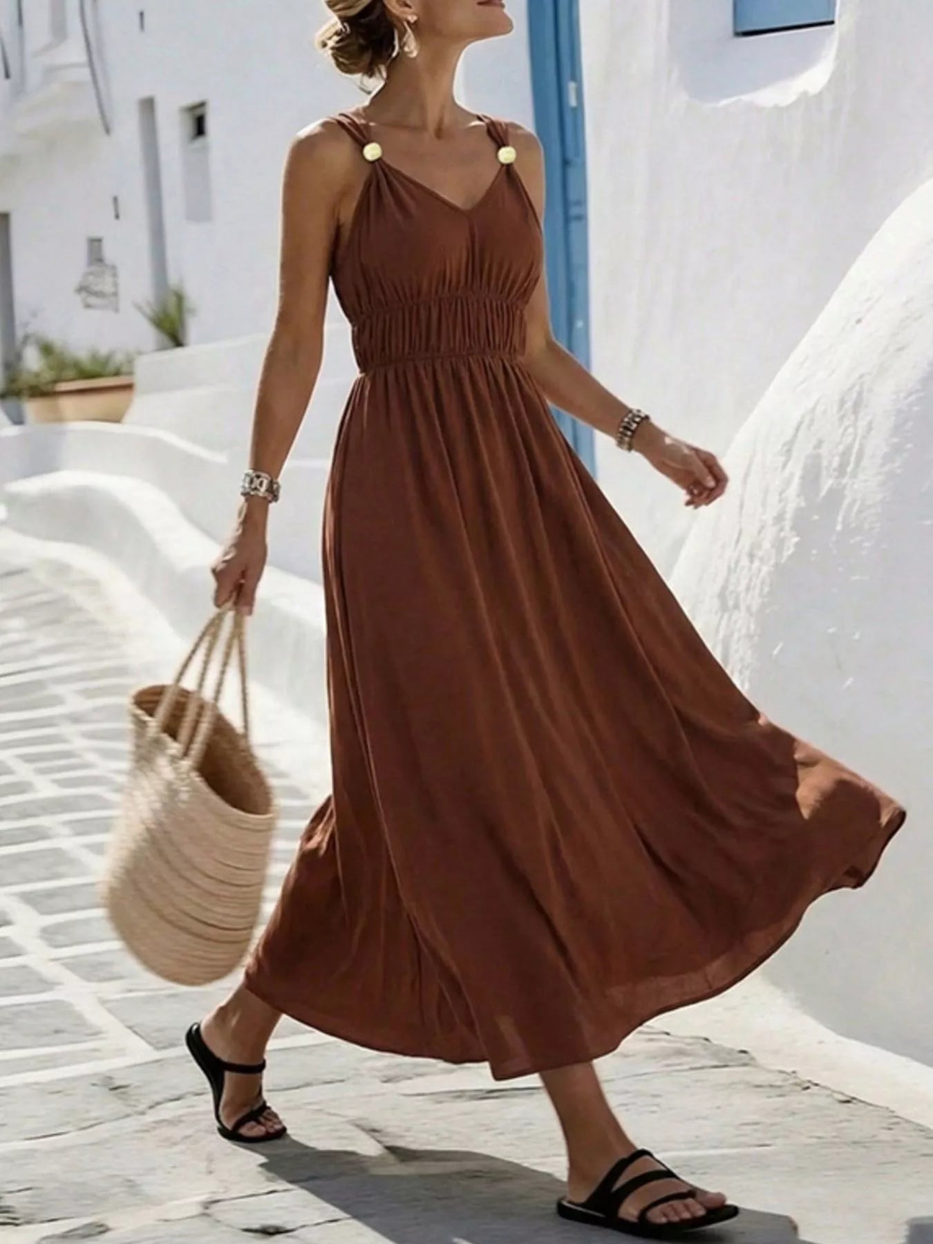 V-Neck Sleeveless Maxi Dress