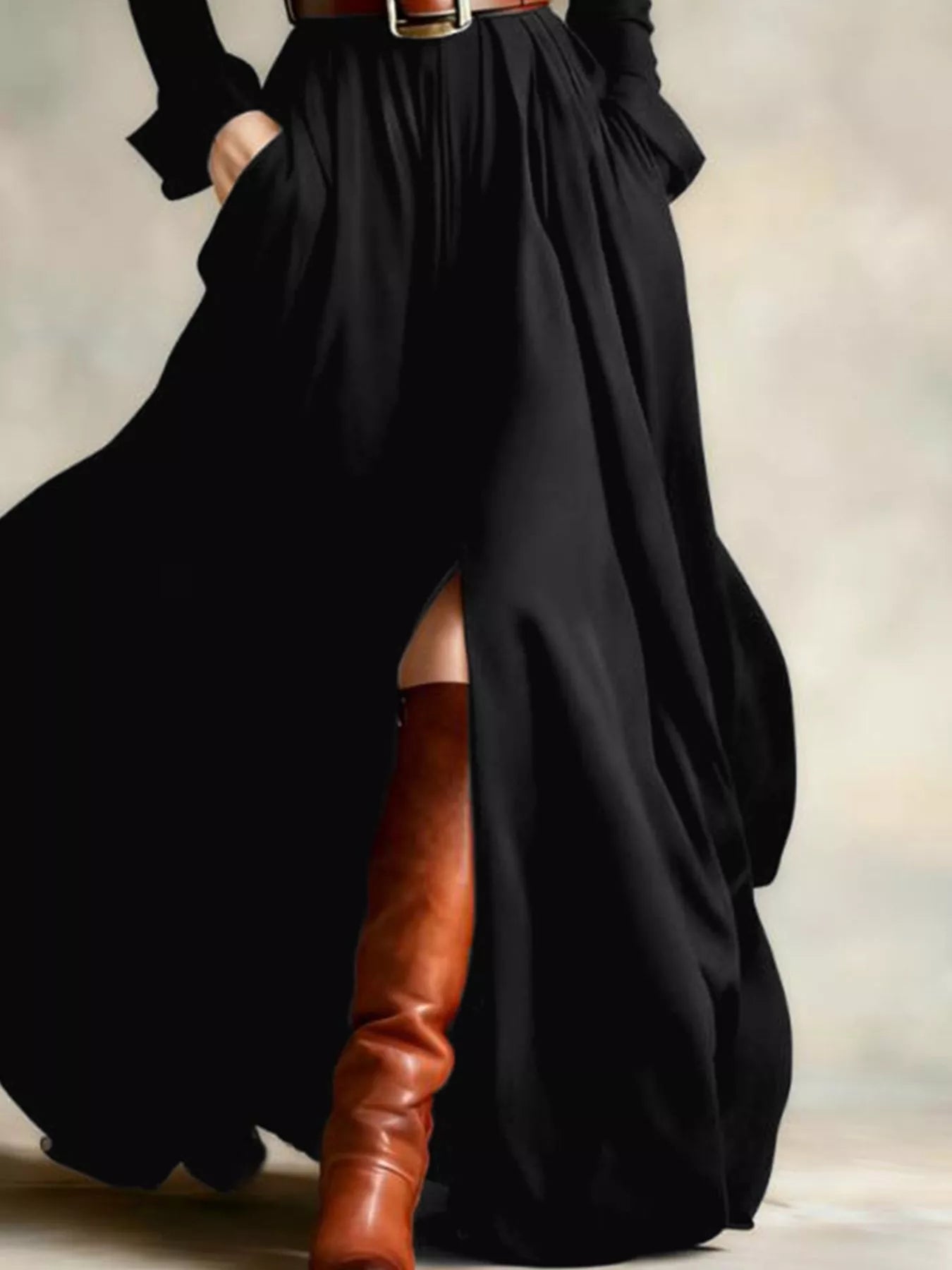 Button Front Long Sleeve Maxi Dress