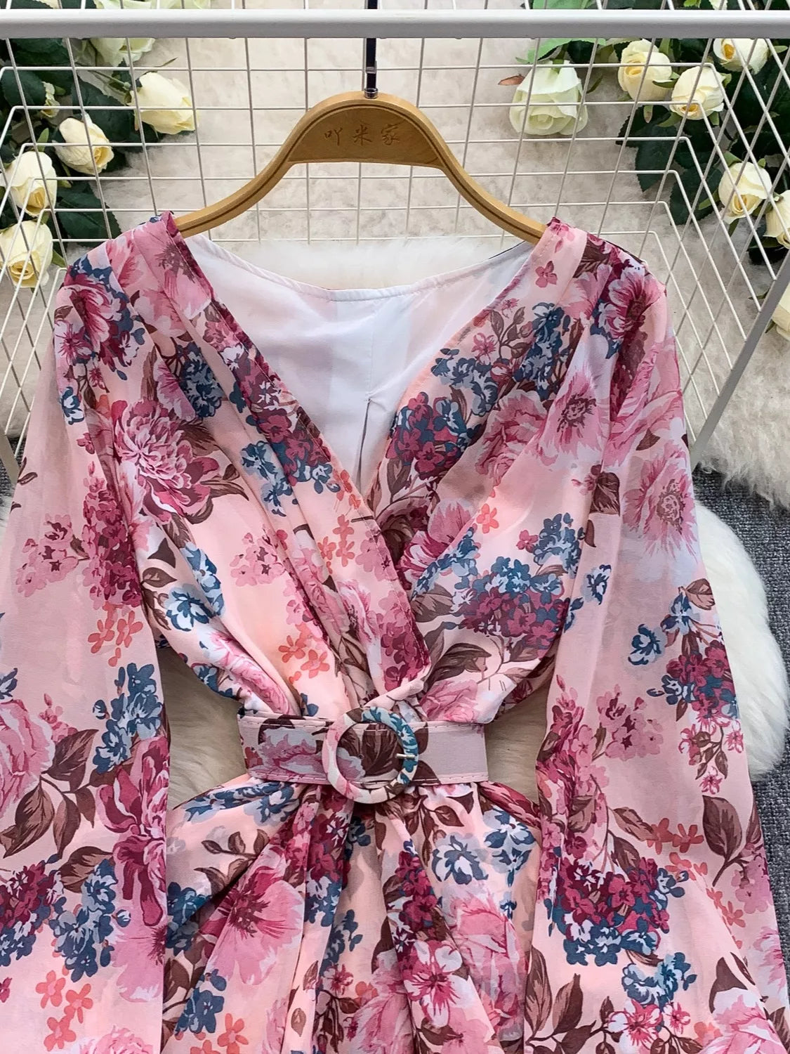 Floral Print Ruffle Hem Mini Dress