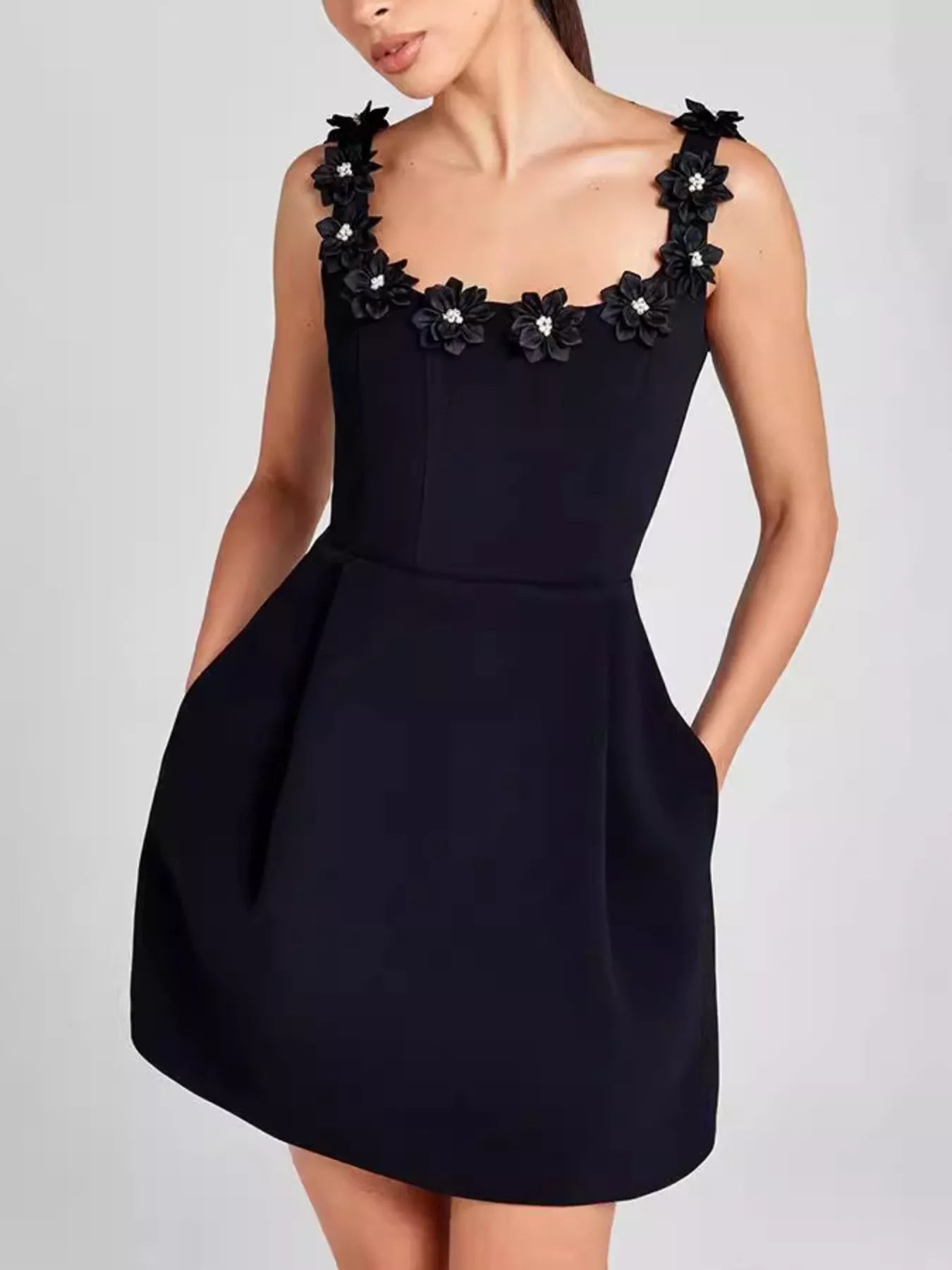 Floral Sleeveless Mini Dress with Pockets