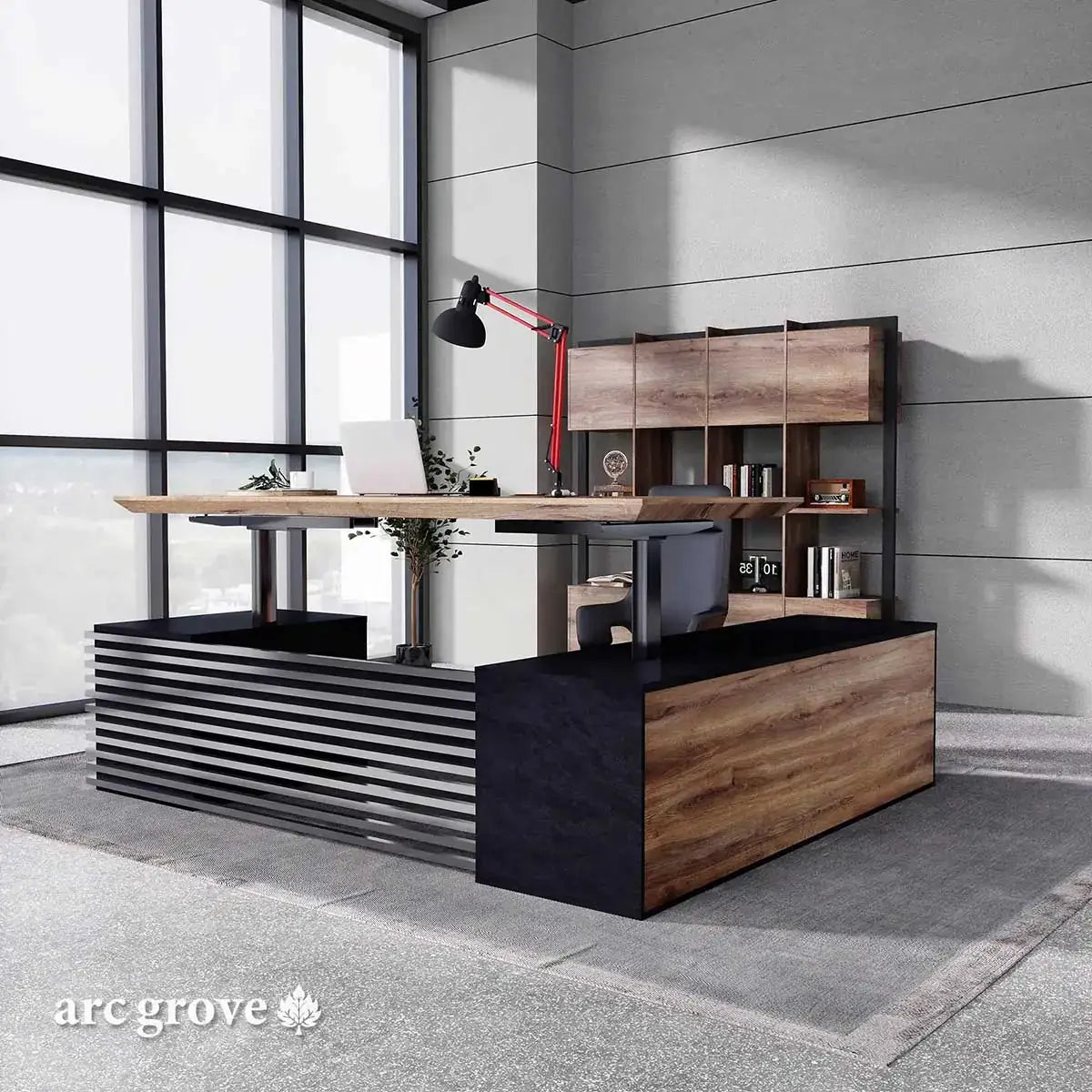 Anderson · L-Shaped Executive Standing Desk, Adjustable Height - Overture Gifts