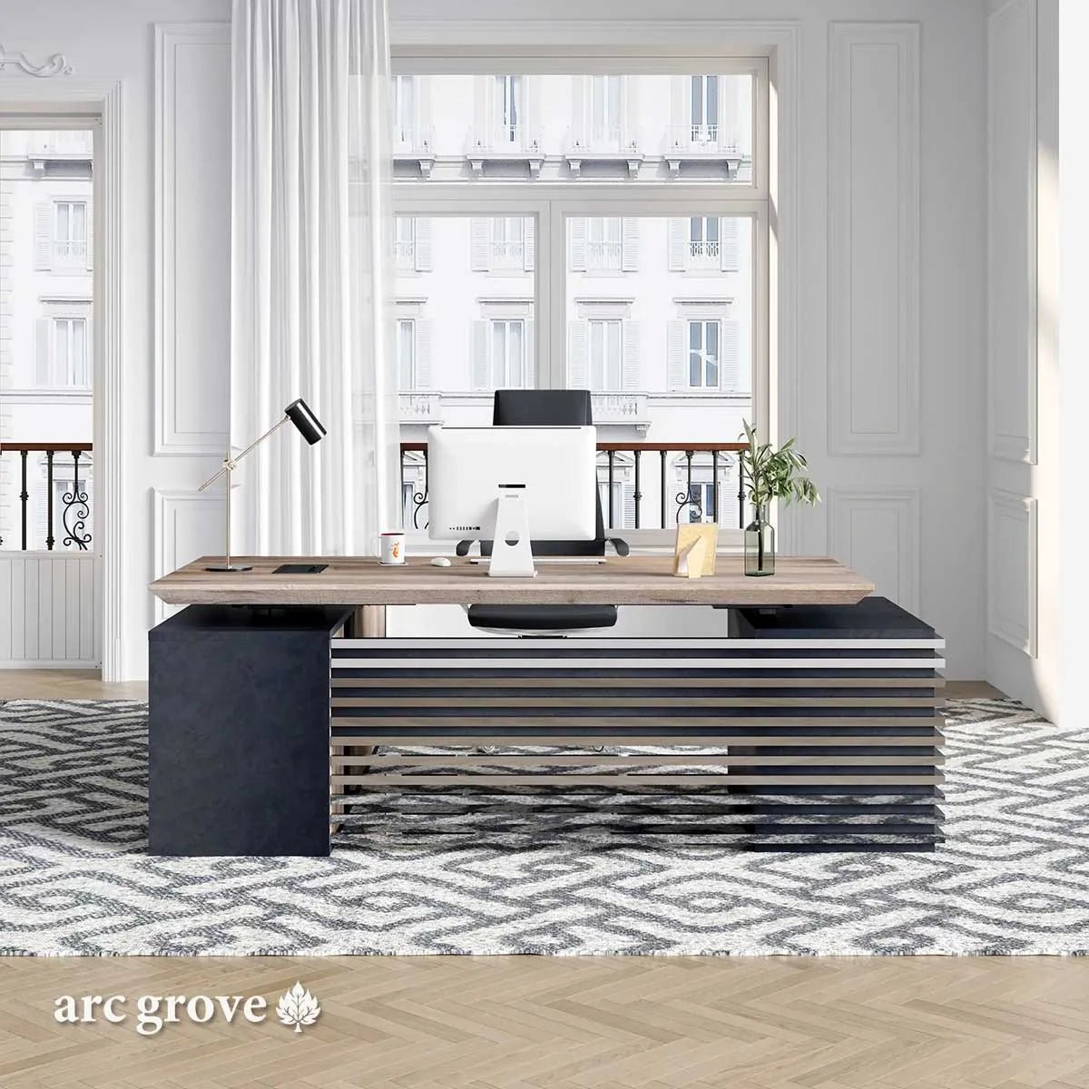 Anderson · L-Shaped Executive Standing Desk, Adjustable Height - Overture Gifts