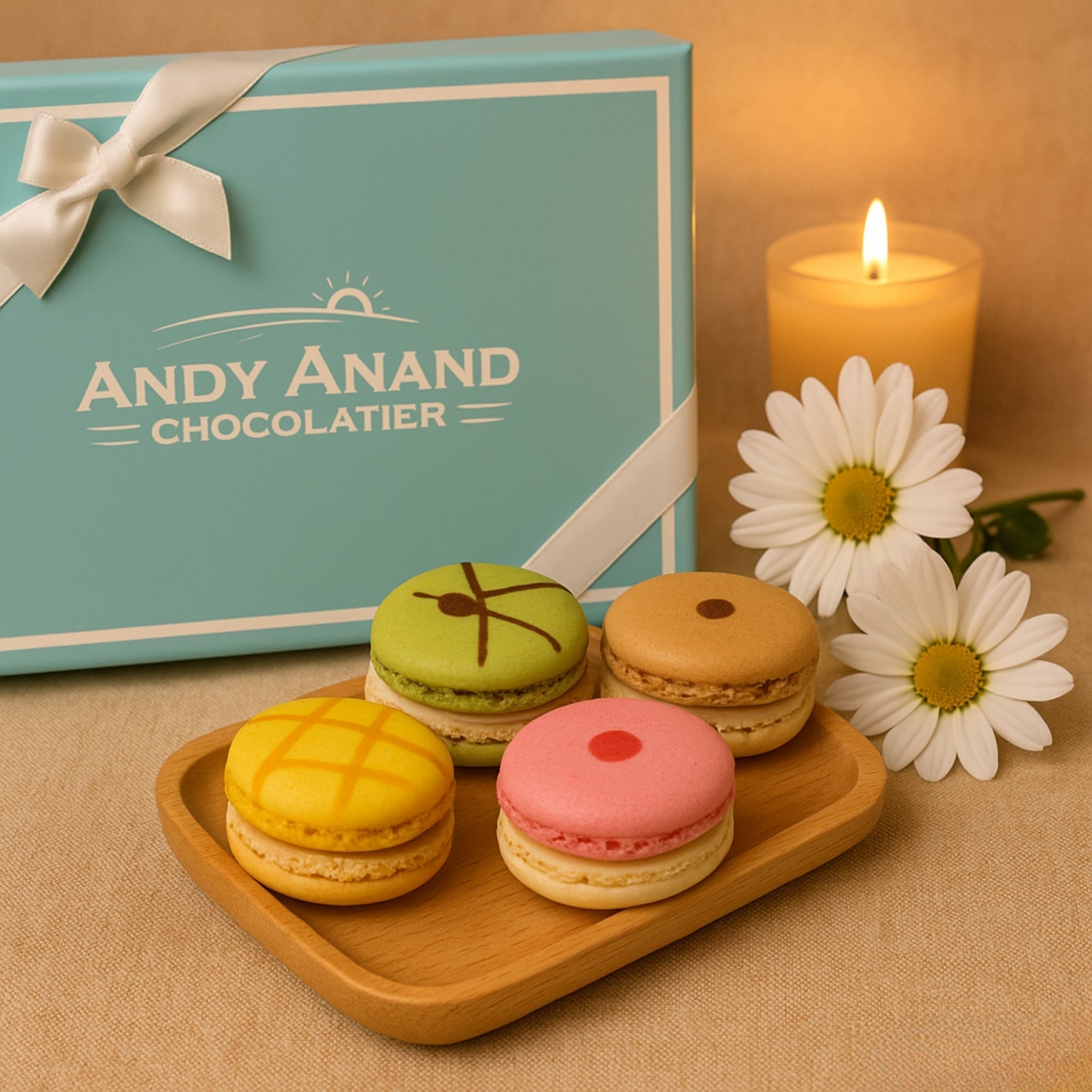Andy Anand French Macarons, 24-Piece Gift Box – Made Fresh Daily, Assorted Gourmet Flavors, Gluten-Free – Birthday & Holiday Celebration - Overture Gifts
