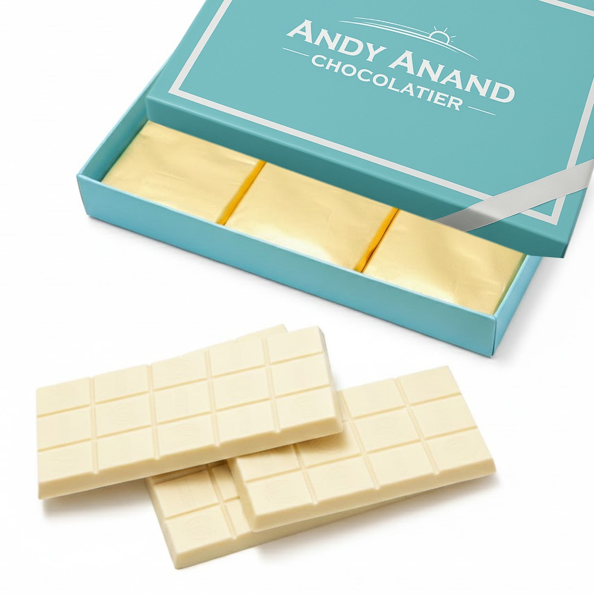 Andy Anand Sugar-Free 60% Cacao Belgian White Chocolate Bars, 3 pc – Stevia Sweetened, Keto & Diabetic-Friendly, Birthday & Holiday Gift - Overture Gifts
