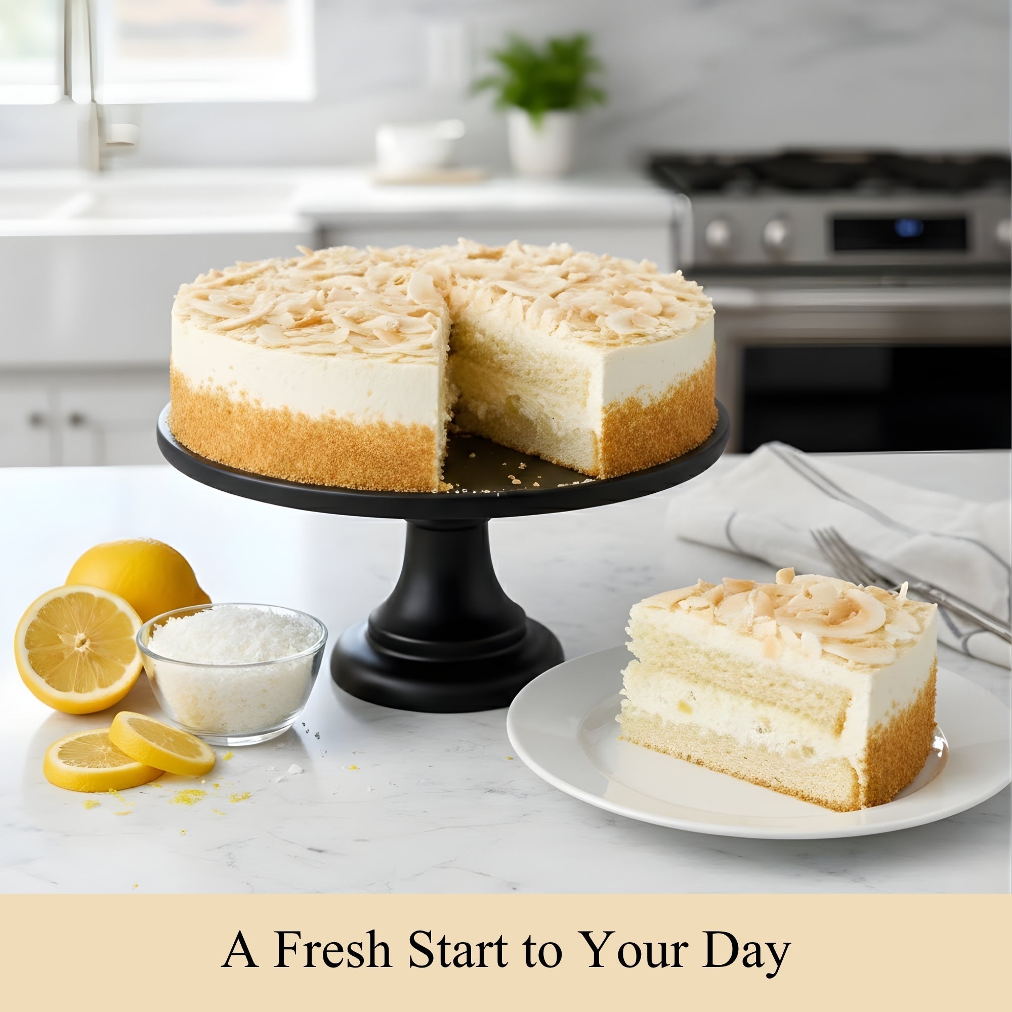 Andy Anand Sugar-Free Coconut Lemon Mousse Cake, 3 lb – Keto & Diabetic-Friendly, Freshly Baked, No Preservatives, Birthday Gift Box - Overture Gifts