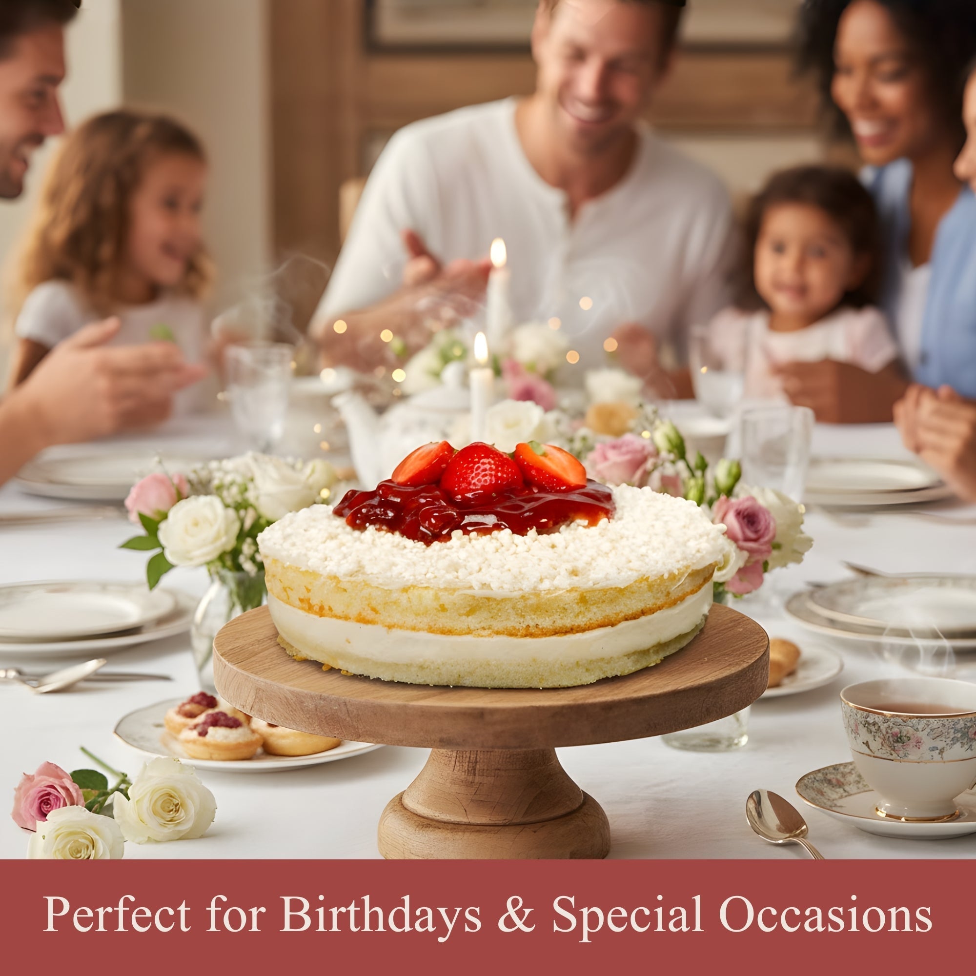 Andy Anand Sugar-Free White Chocolate Strawberry Cake, 2.5 lb – Keto & Diabetic-Friendly, Real Strawberries, Creamy White Chocolate Gift - Overture Gifts