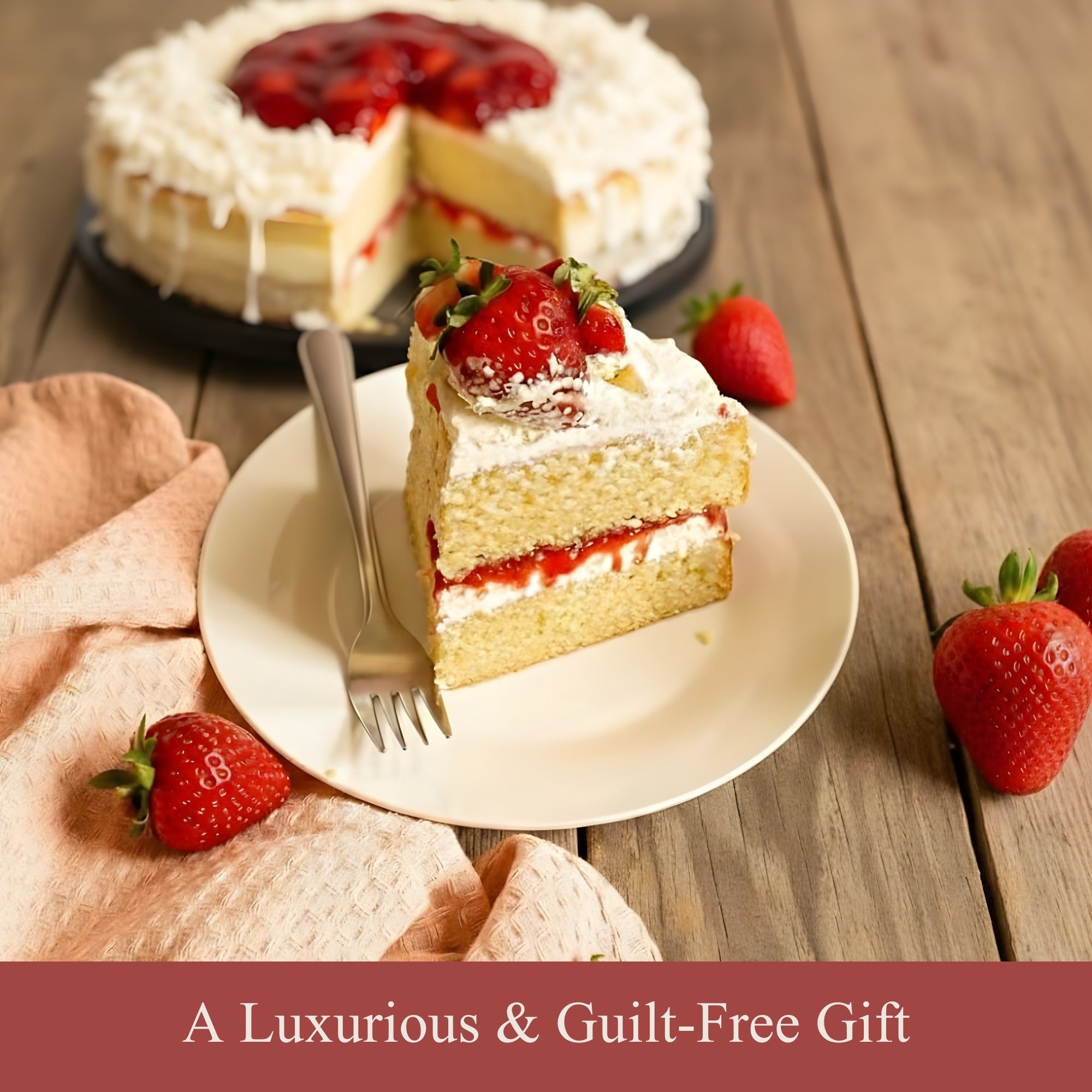 Andy Anand Sugar-Free White Chocolate Strawberry Cake, 2.5 lb – Keto & Diabetic-Friendly, Real Strawberries, Creamy White Chocolate Gift - Overture Gifts