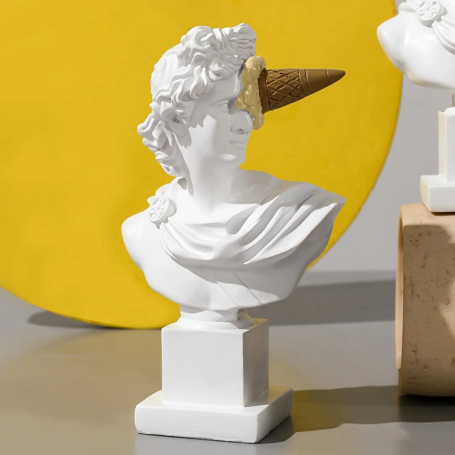 Apollo Sculpture Home Desktop Decor Portrait Resin Bust Creative Ice Cream Apollo Greek Statue For Living Room, Table Decorative - Overture Gifts