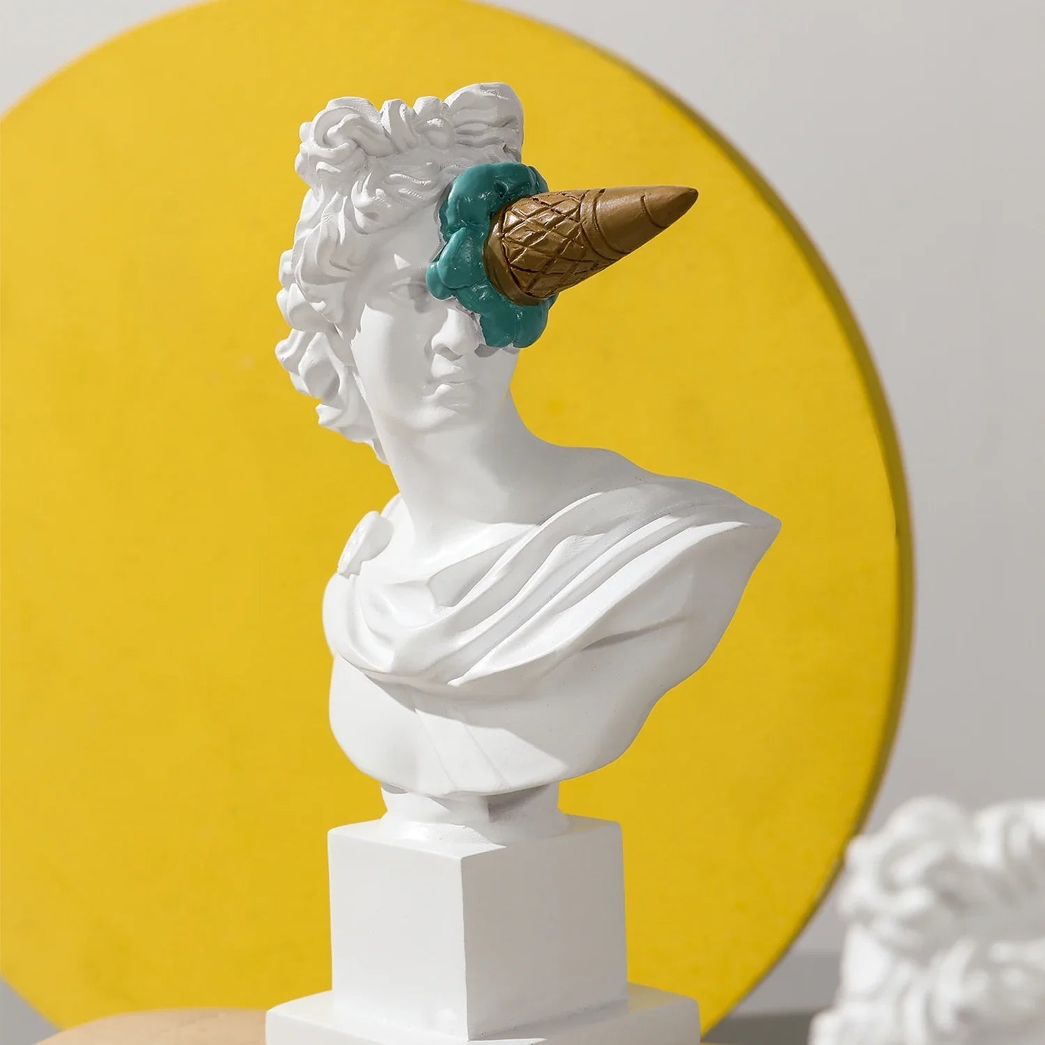 Apollo Sculpture Home Desktop Decor Portrait Resin Bust Creative Ice Cream Apollo Greek Statue For Living Room, Table Decorative - Overture Gifts