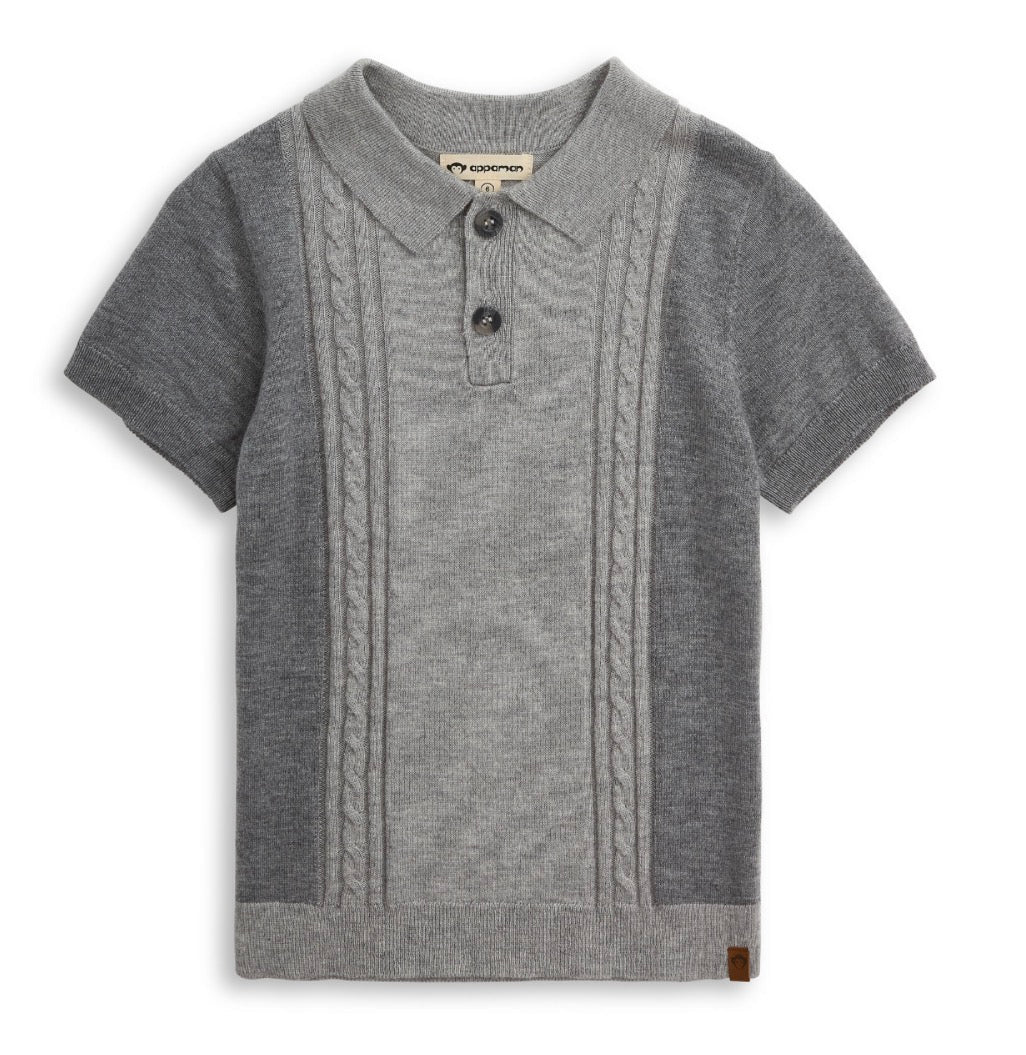 Appaman - Sweater Knit Polo, Grey Heather - Overture Gifts