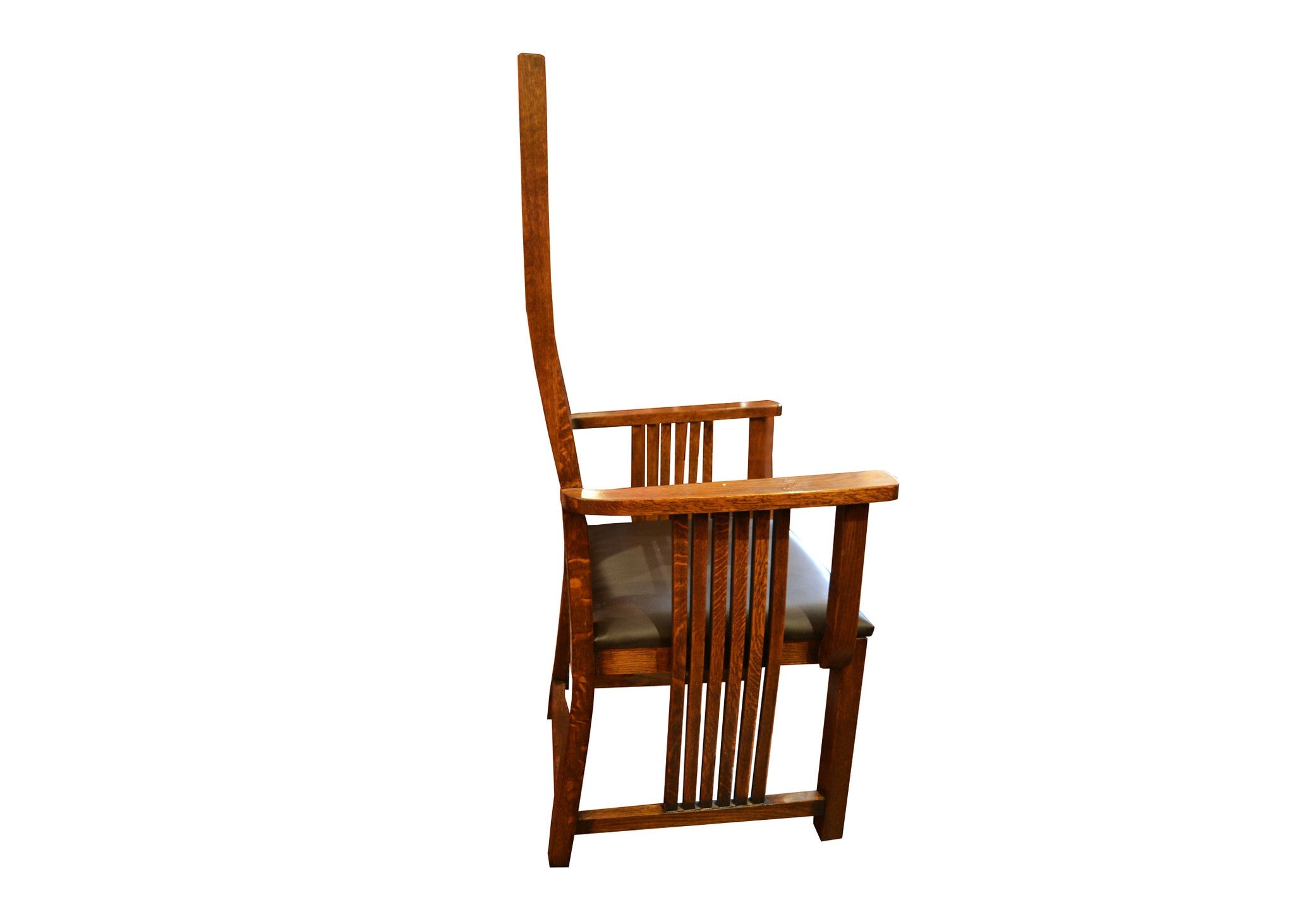 Set of 8 - Mission / Arts and Crafts Oak Curved High Back Dining Chairs