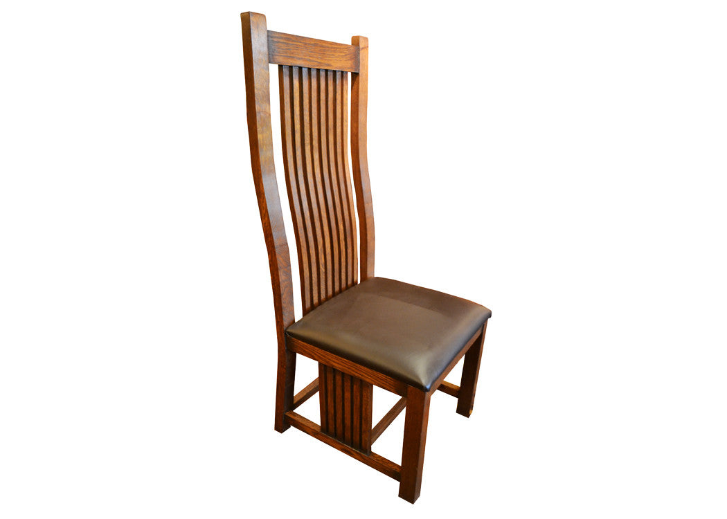 Set of 8 - Mission / Arts and Crafts Oak Curved High Back Dining Chairs