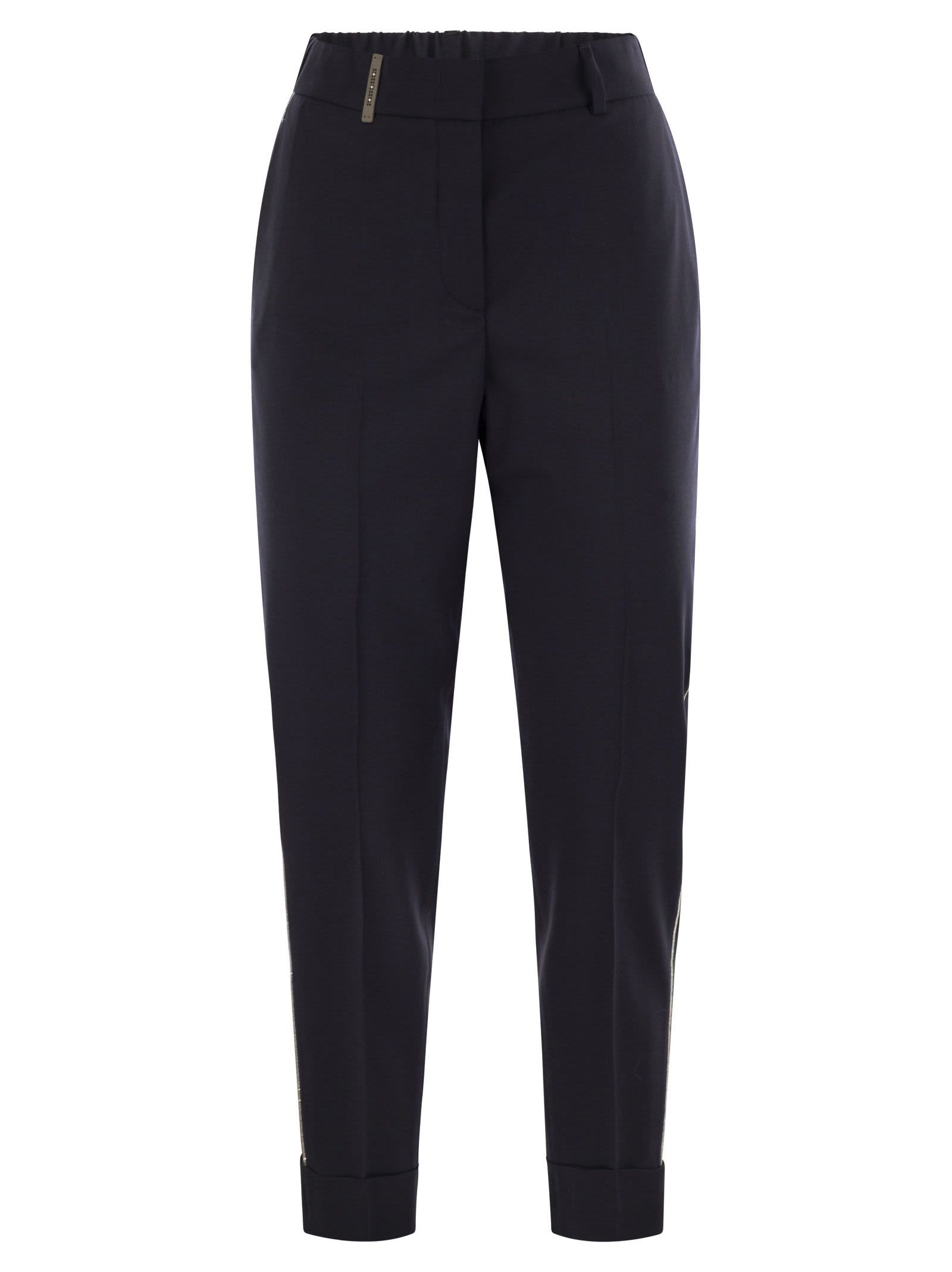 Peserico Women Virgin Wool Blend Trousers With Jewellery