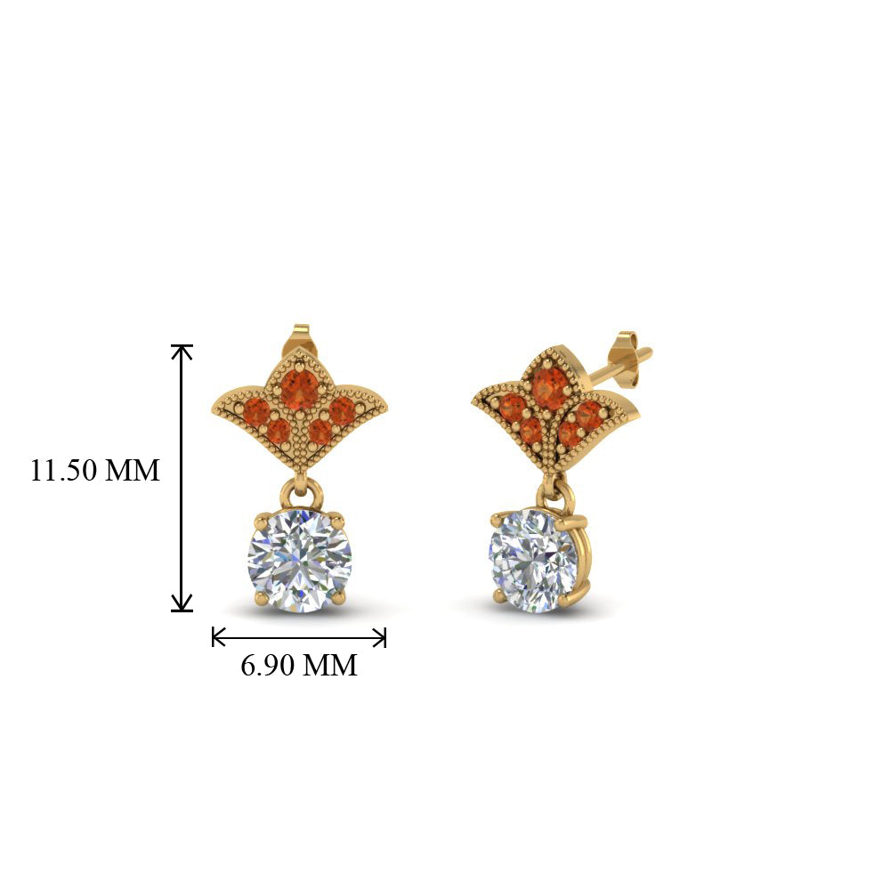 Art Deco Inspired Round Drop Earring Half Carat